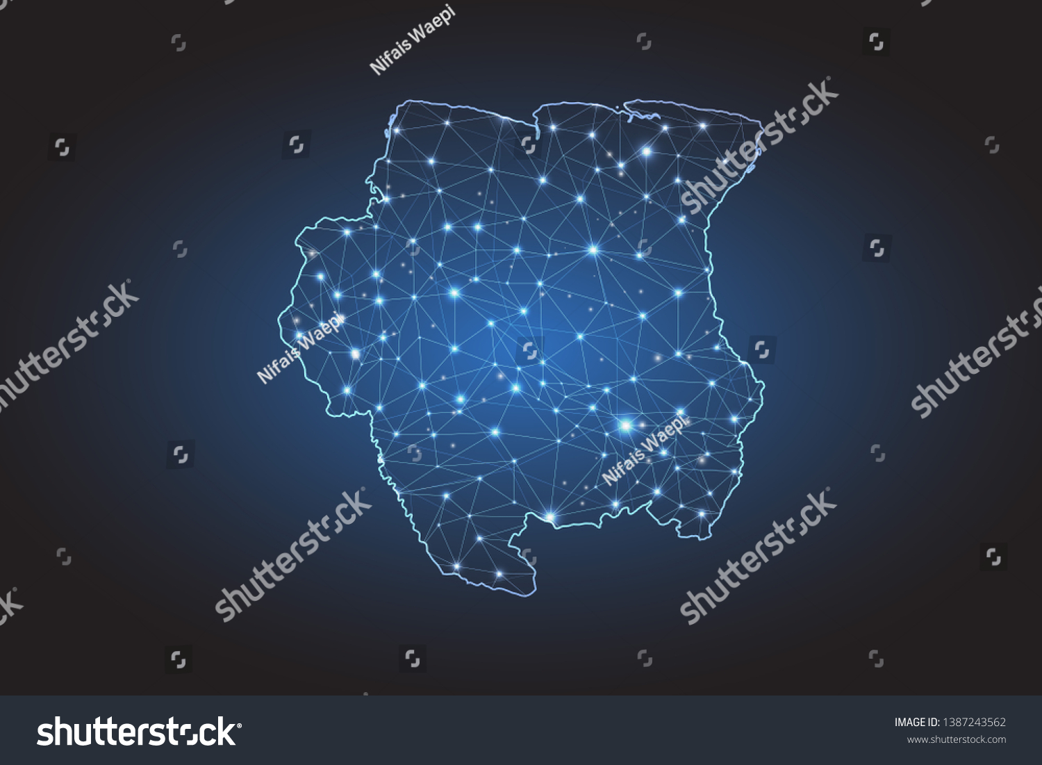 Map Of Suriname Abstract Mash Line And Point Royalty Free Stock