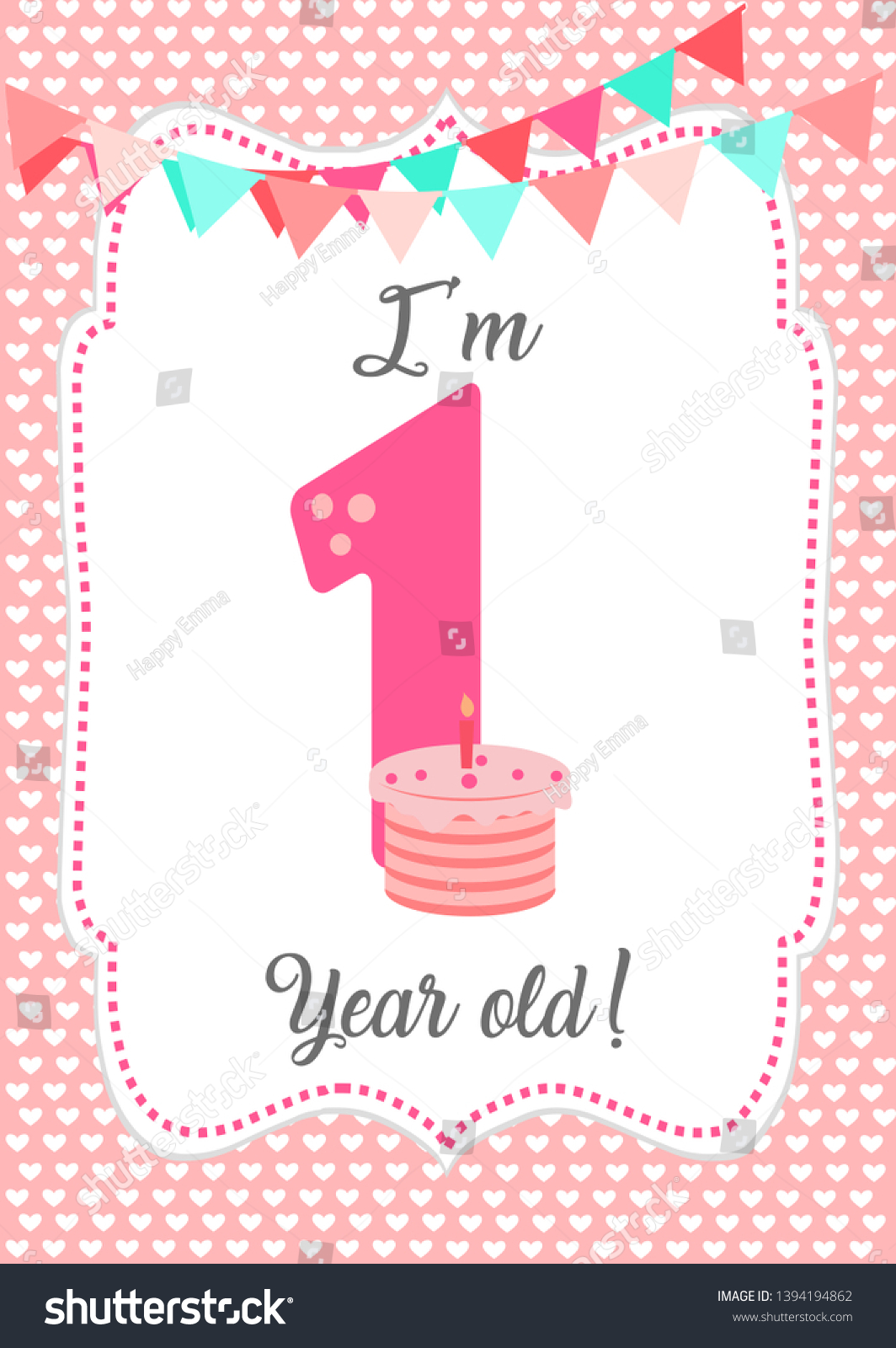 I Am One Year Old Baby Milestone Card Cute Royalty Free Stock