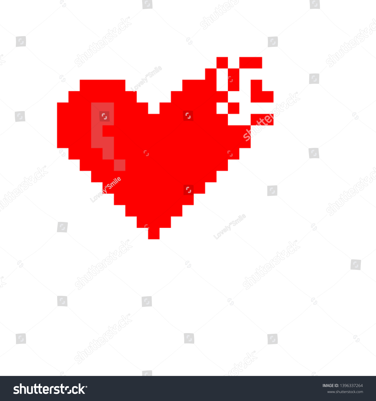 Pixel Art Broken Heart Red Royalty Free Stock Vector 1396337264