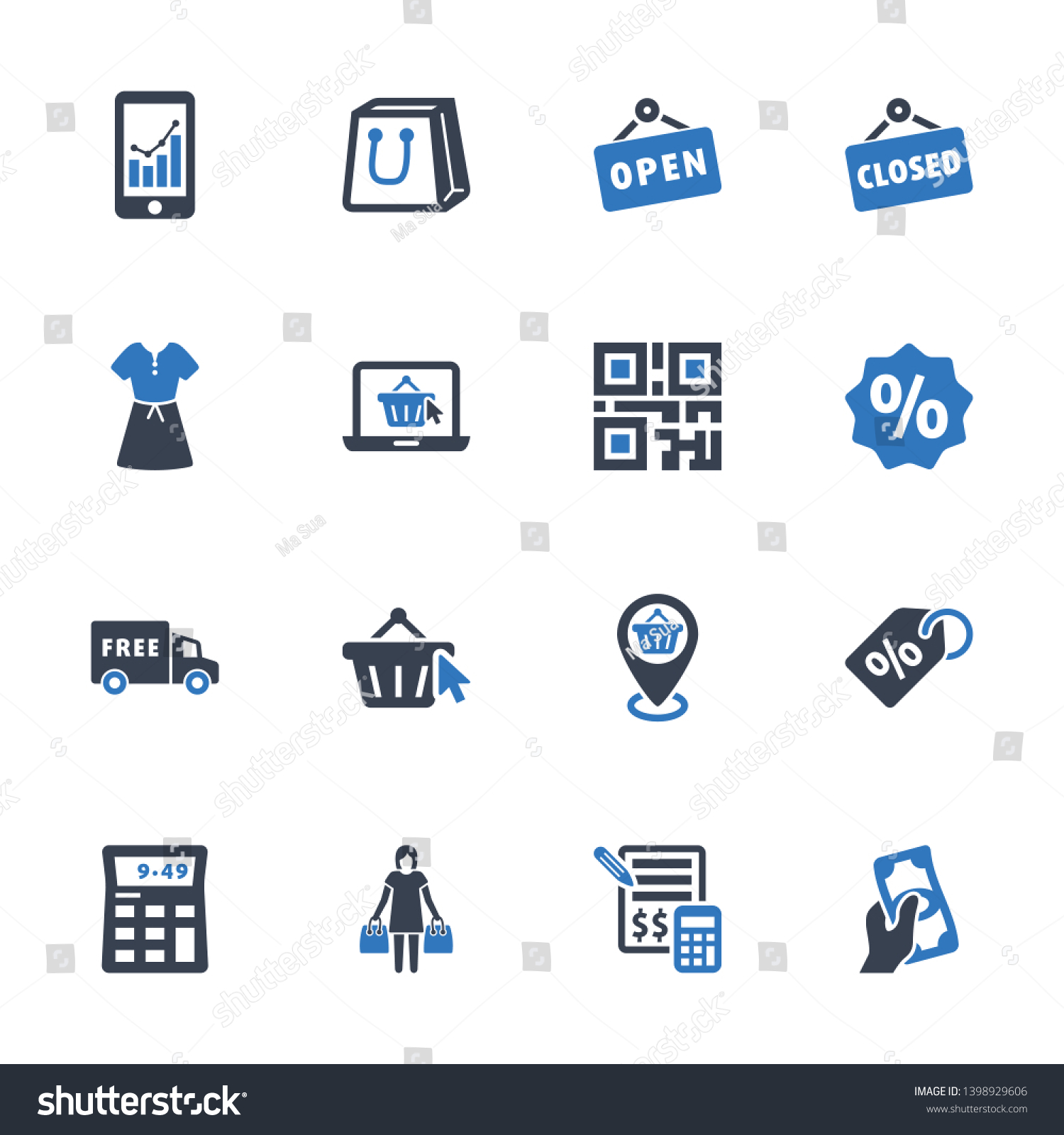 Shopping Ecommerce Icons Blue Series Set Royalty Free Stock