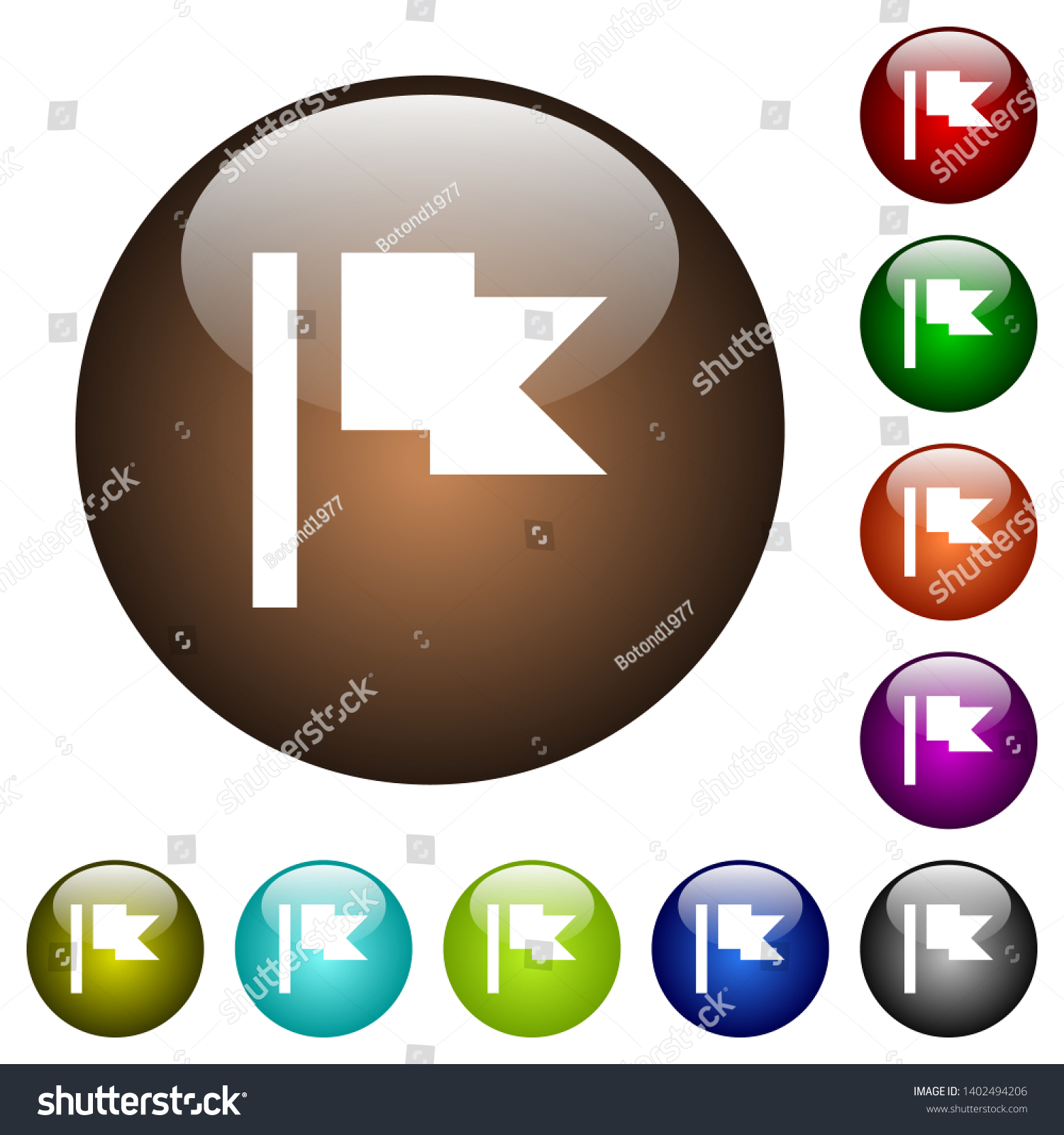 Flag White Icons On Round Color Glass Buttons Royalty Free Stock