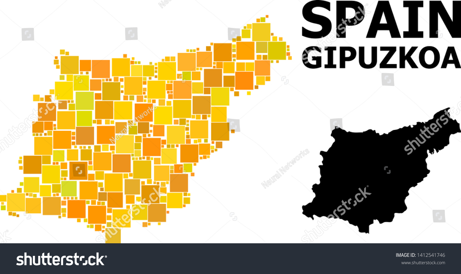 Gold Square Pattern And Solid Map Of Gipuzkoa Royalty Free Stock