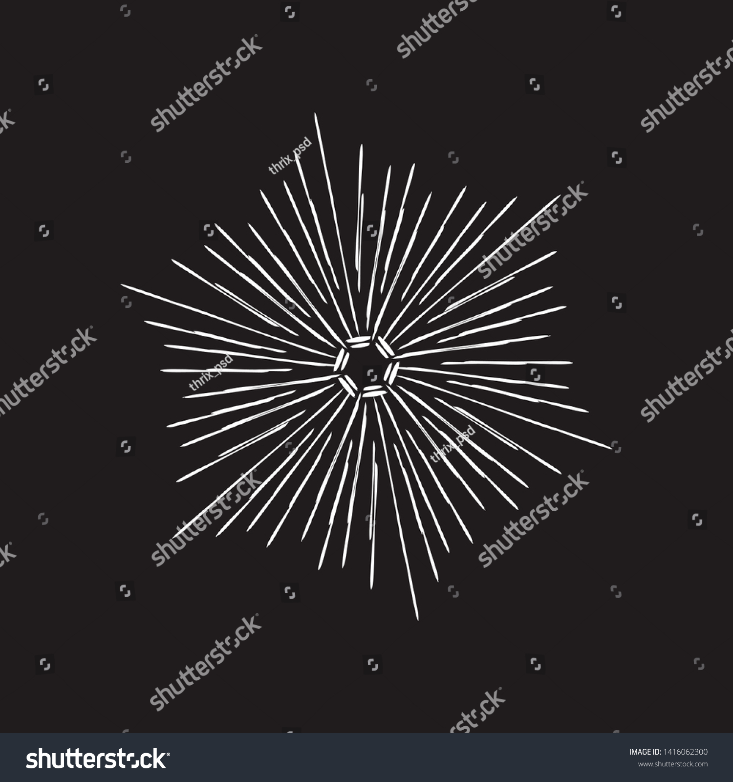 Vintage Sunburst Explosion Hand Drawn Design Royalty Free Stock