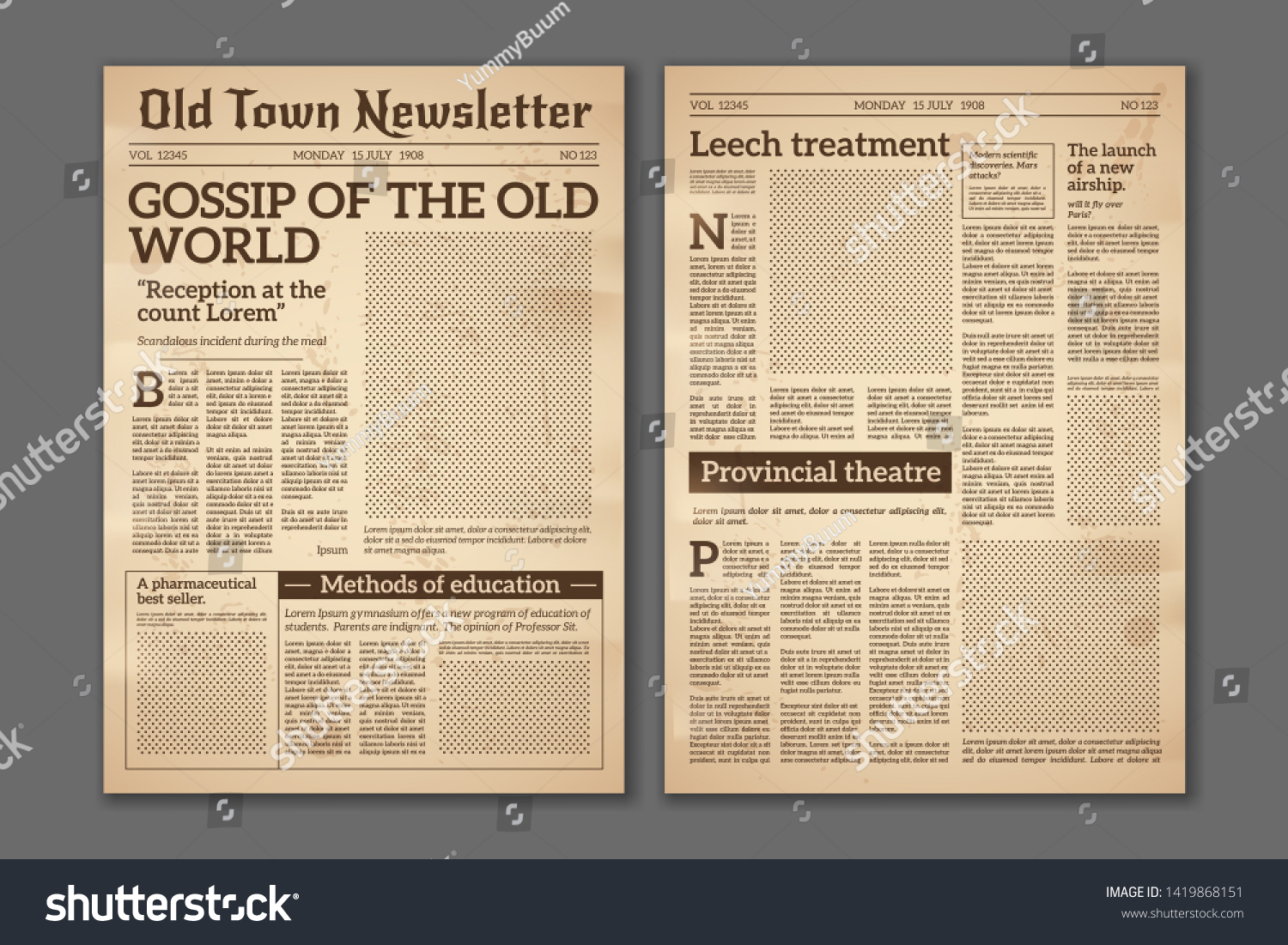 Vintage Newspaper News Articles Newsprint Royalty Free Stock Vector