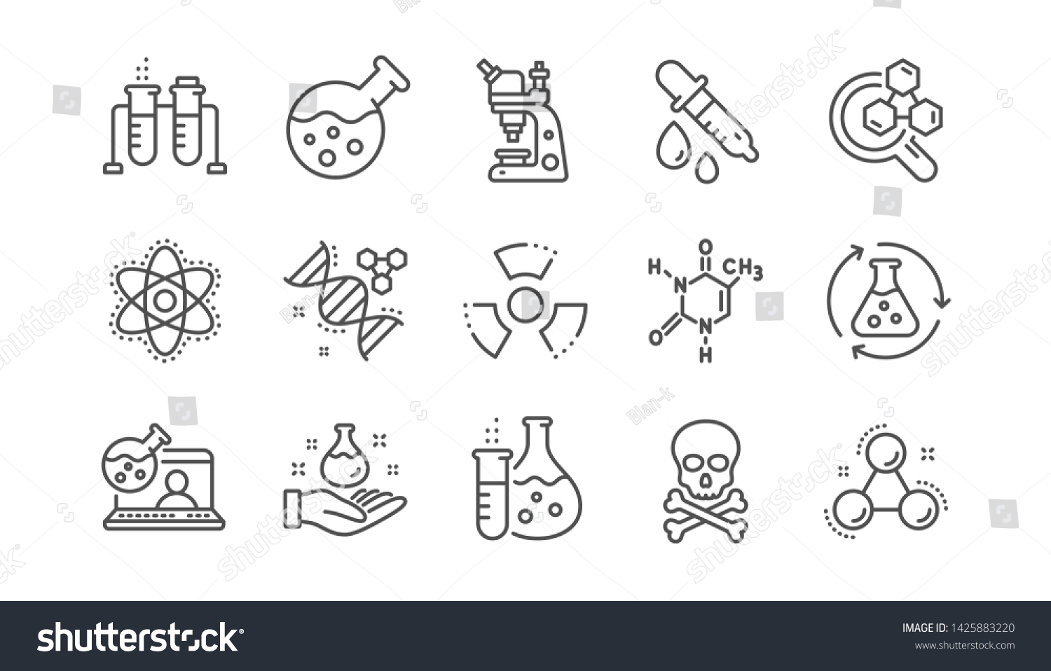 Chemistry Lab Line Icons Chemical Formula Royalty Free Stock Vector