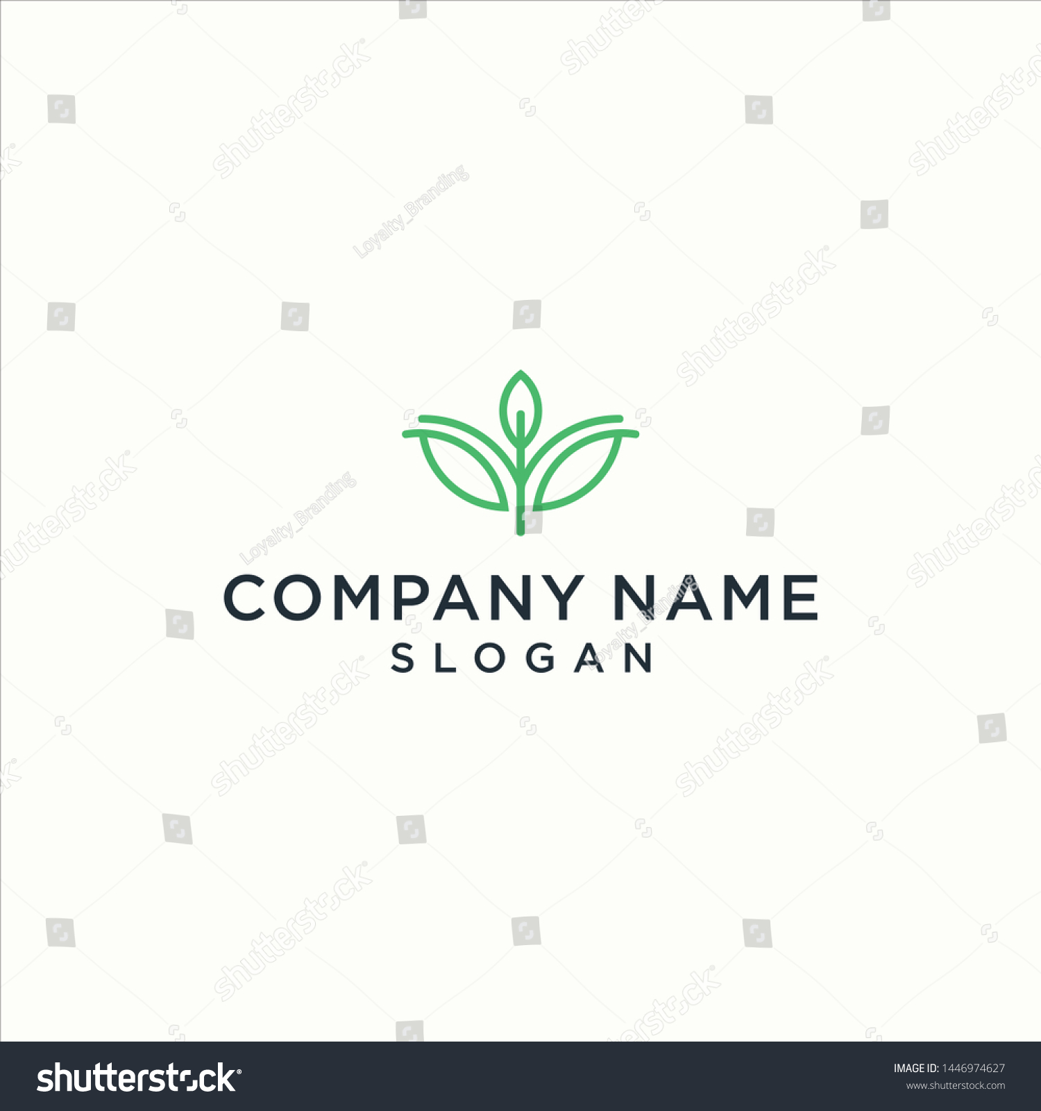 Unique Monoline With Leaf Shaped Logo Royalty Free Stock Vector