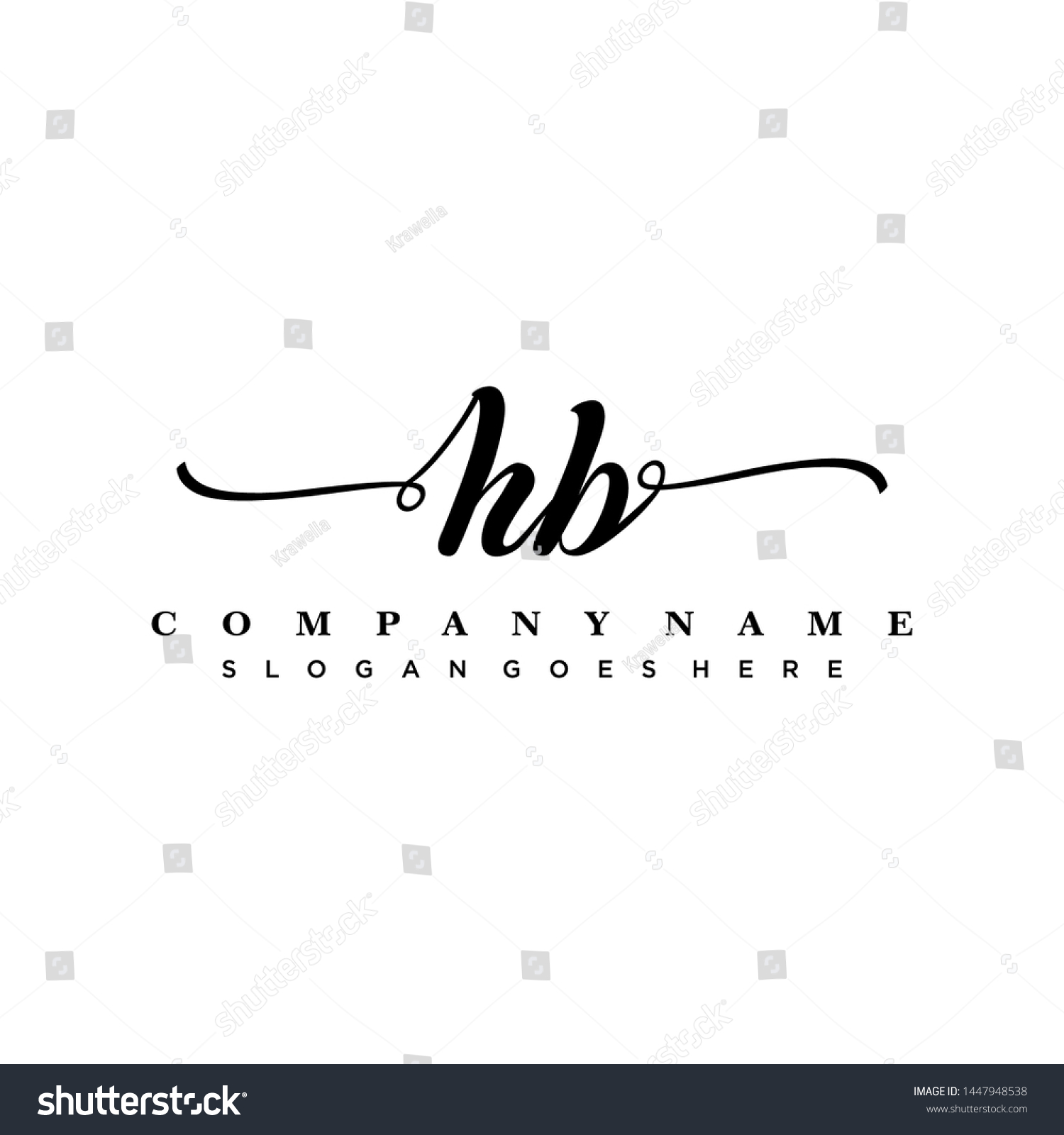 Initial Letter HB Beautiful Handwriting Logo Royalty Free Stock