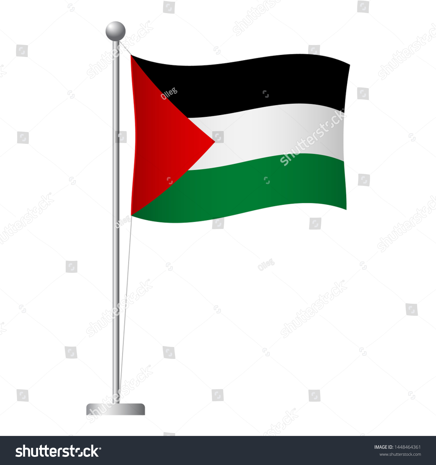 Palestine Flag On Pole Metal Flagpole National Royalty Free Stock