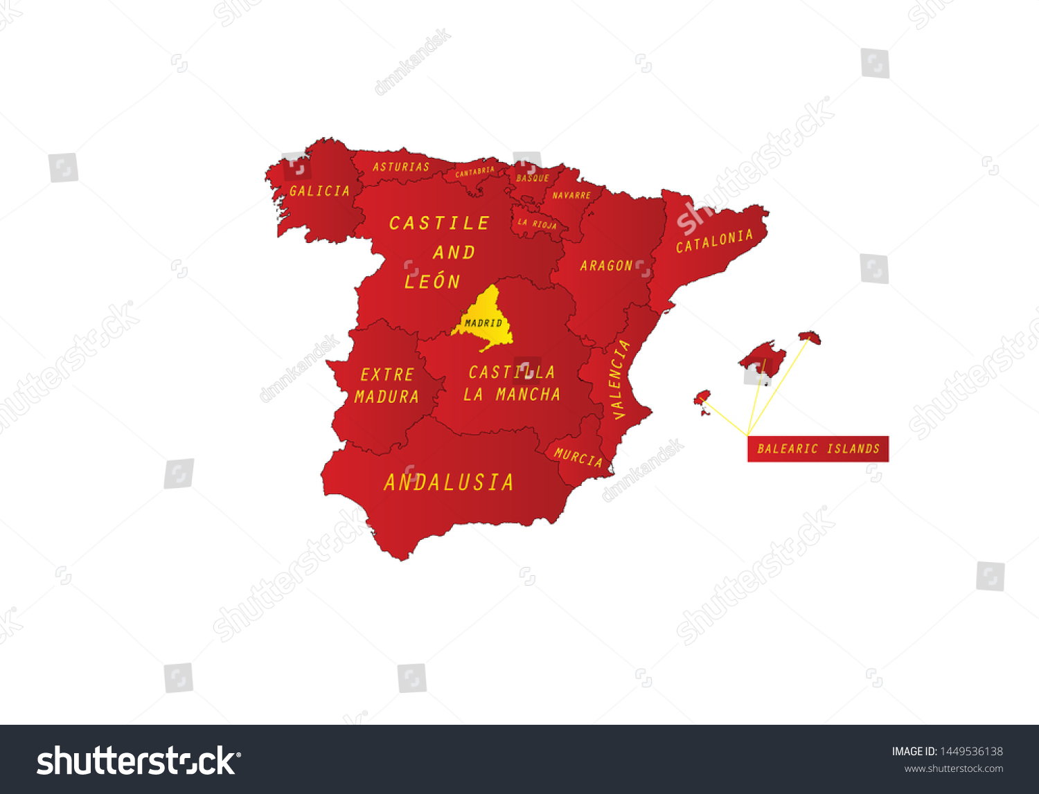 Madrid Community Outline Map Spain Region Royalty Free Stock Vector