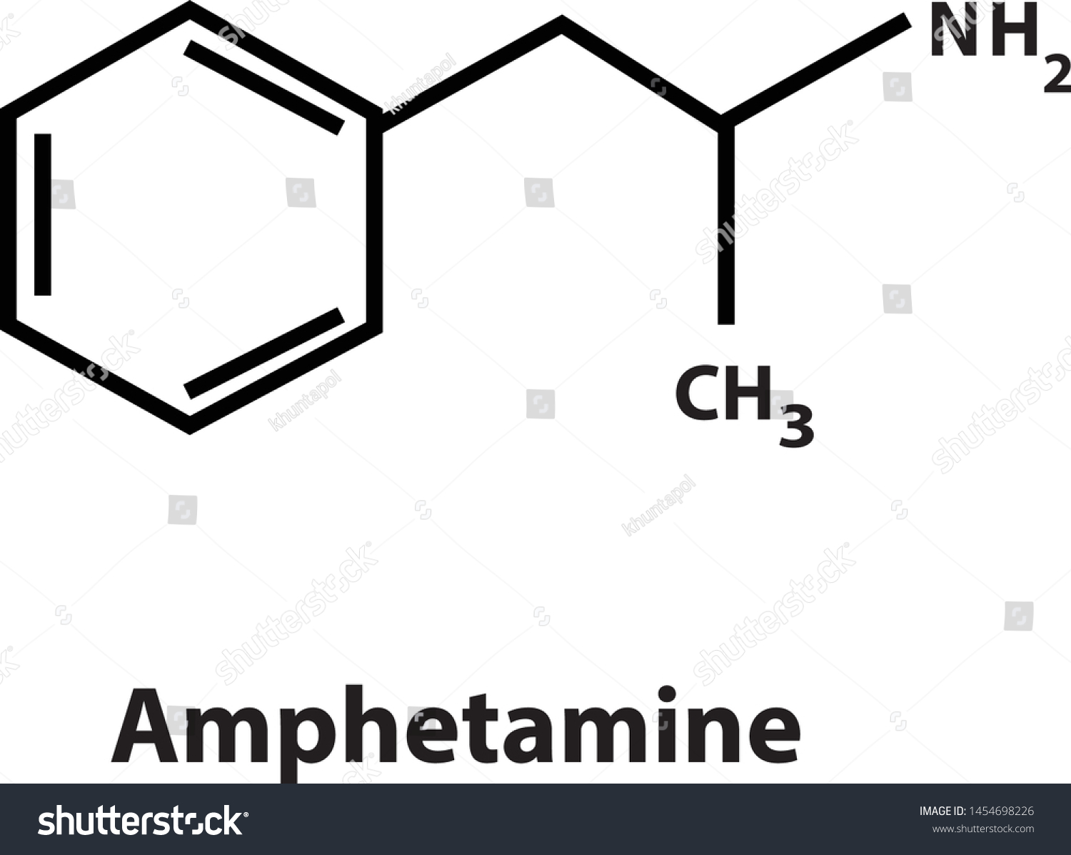 Atomic Chemical Structure Of Amphetamine Royalty Free Stock Vector