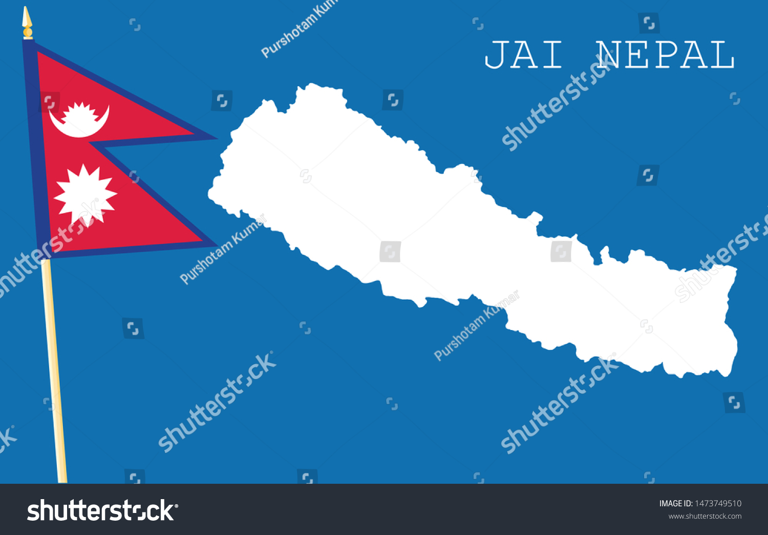 Illustration Of Nepal Map And Flag Royalty Free Stock Vector