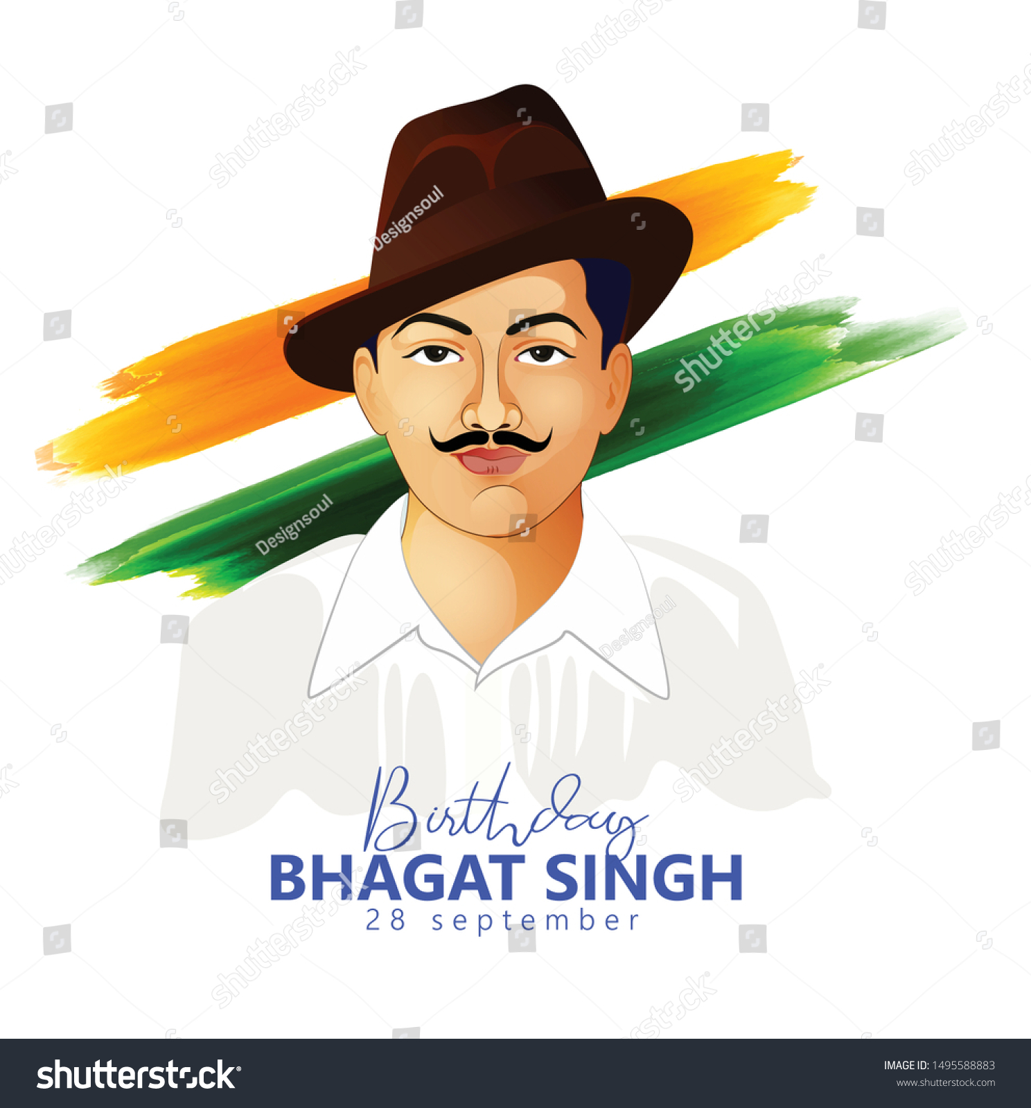 28 September Bhagat Singh Birth Day Indian Royalty Free Stock