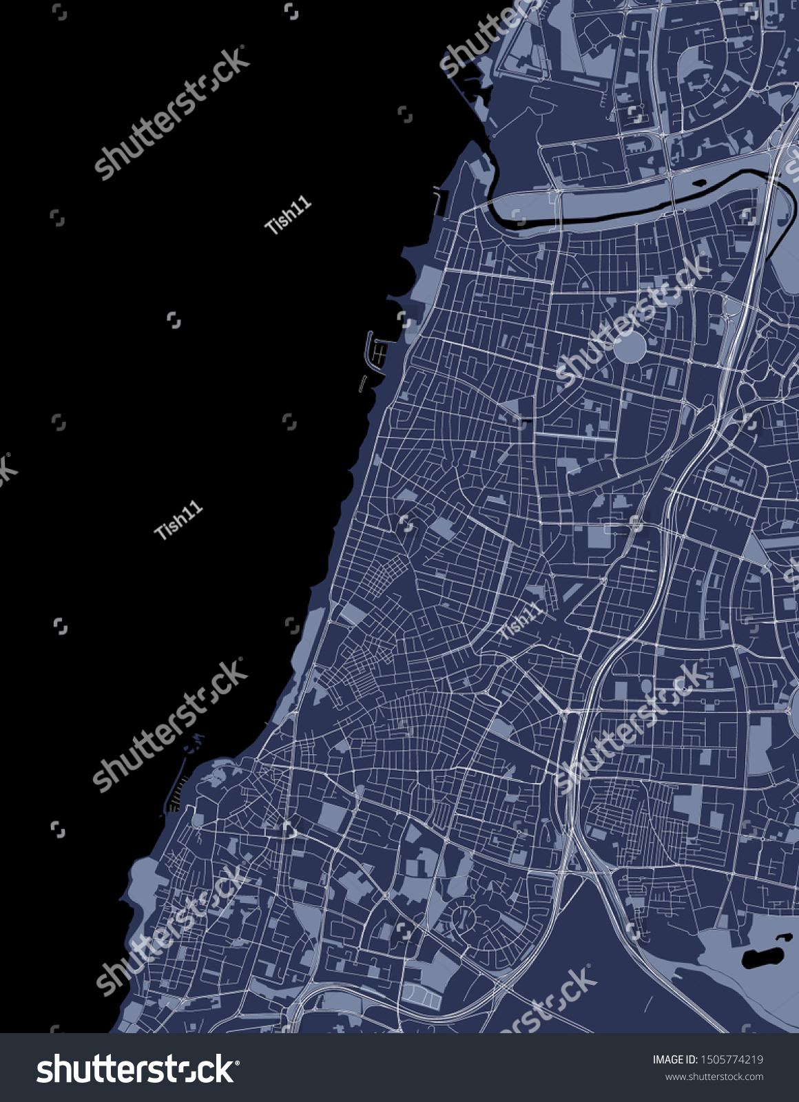 Vector Map Of The City Of Tel Aviv Yafo Jaffa Royalty Free Stock