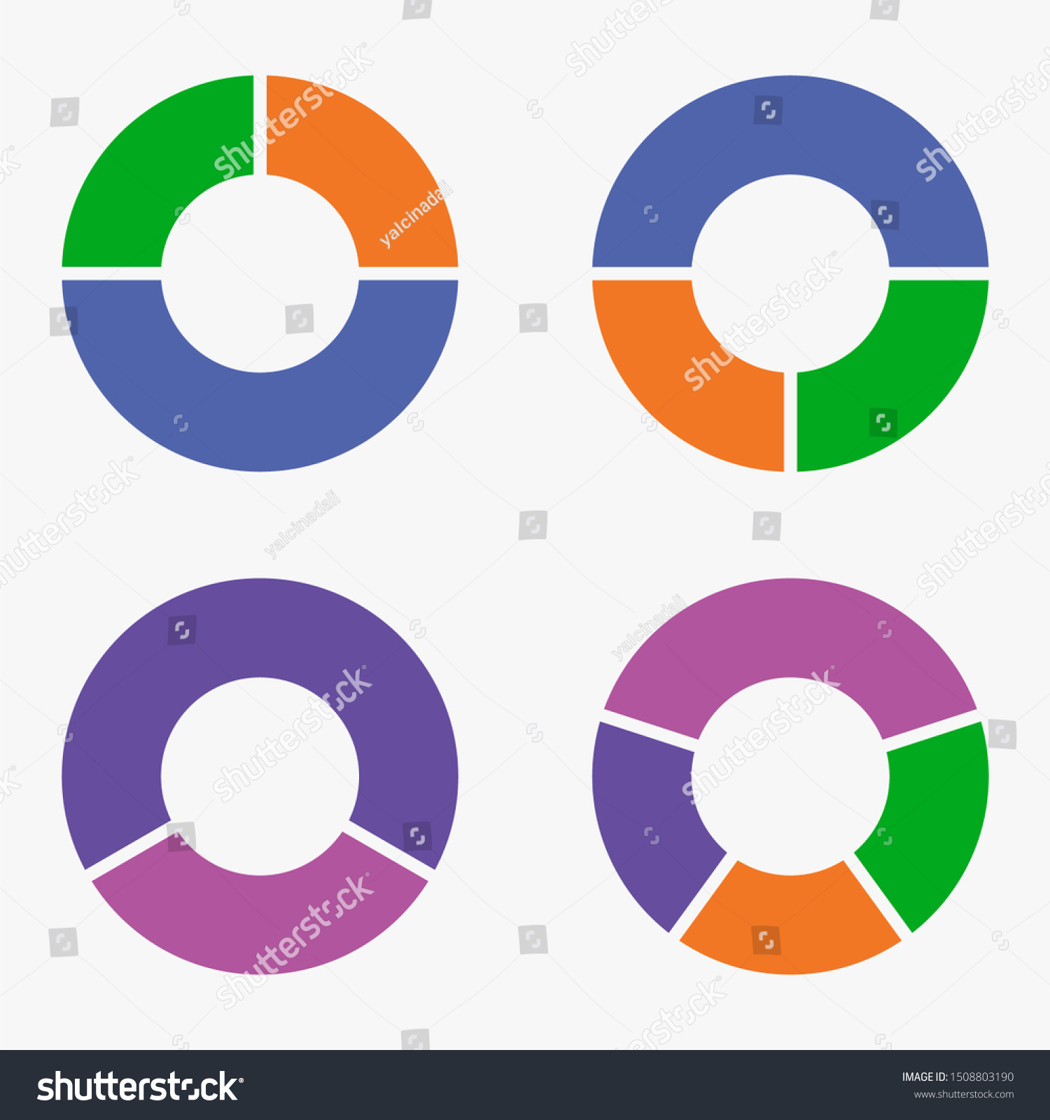 Colorful Info Template Pie Charts Vector Royalty Free Stock Vector