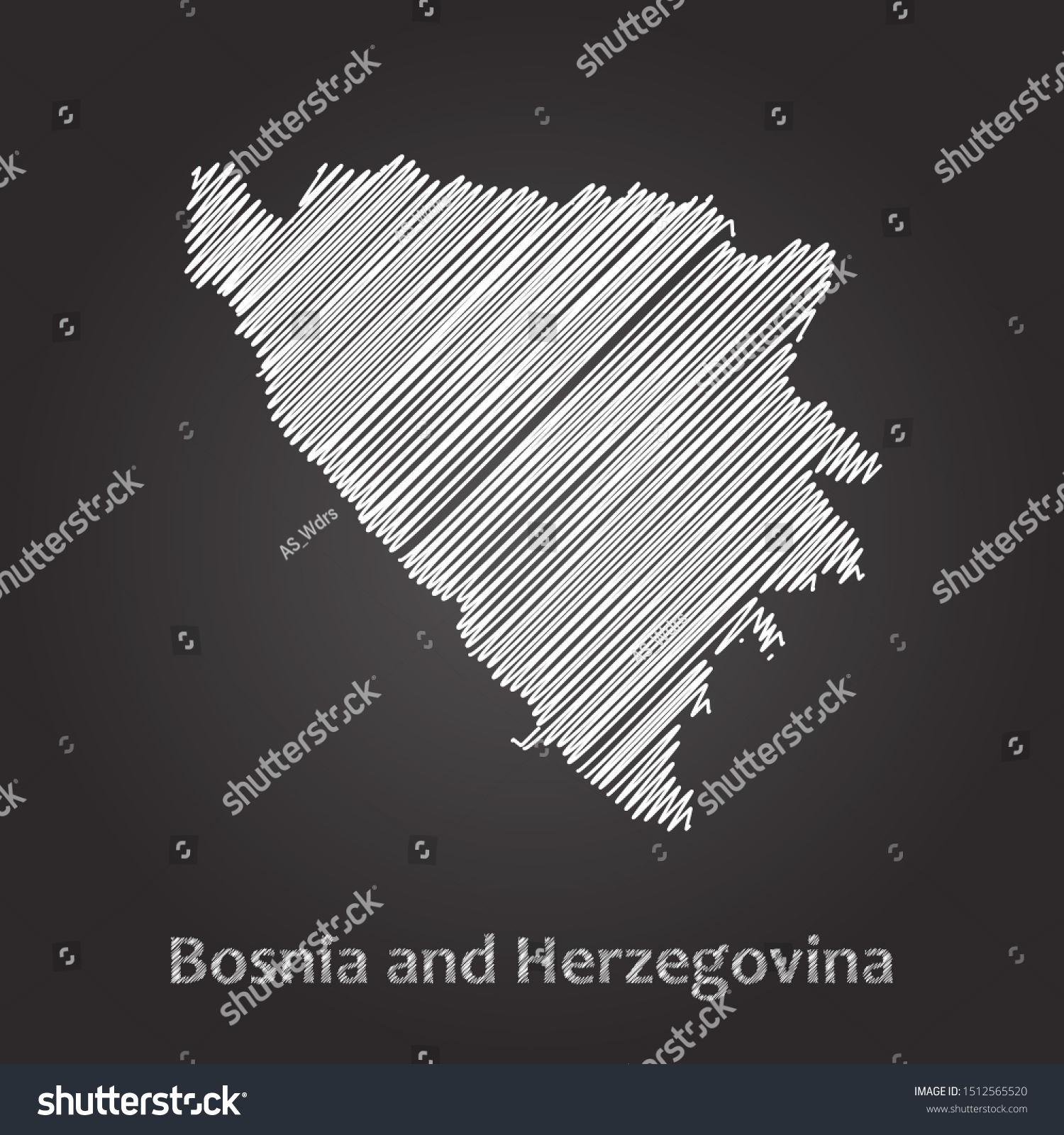 Hand Drawn Map Of Bosnia And Herzegovina White Royalty Free Stock