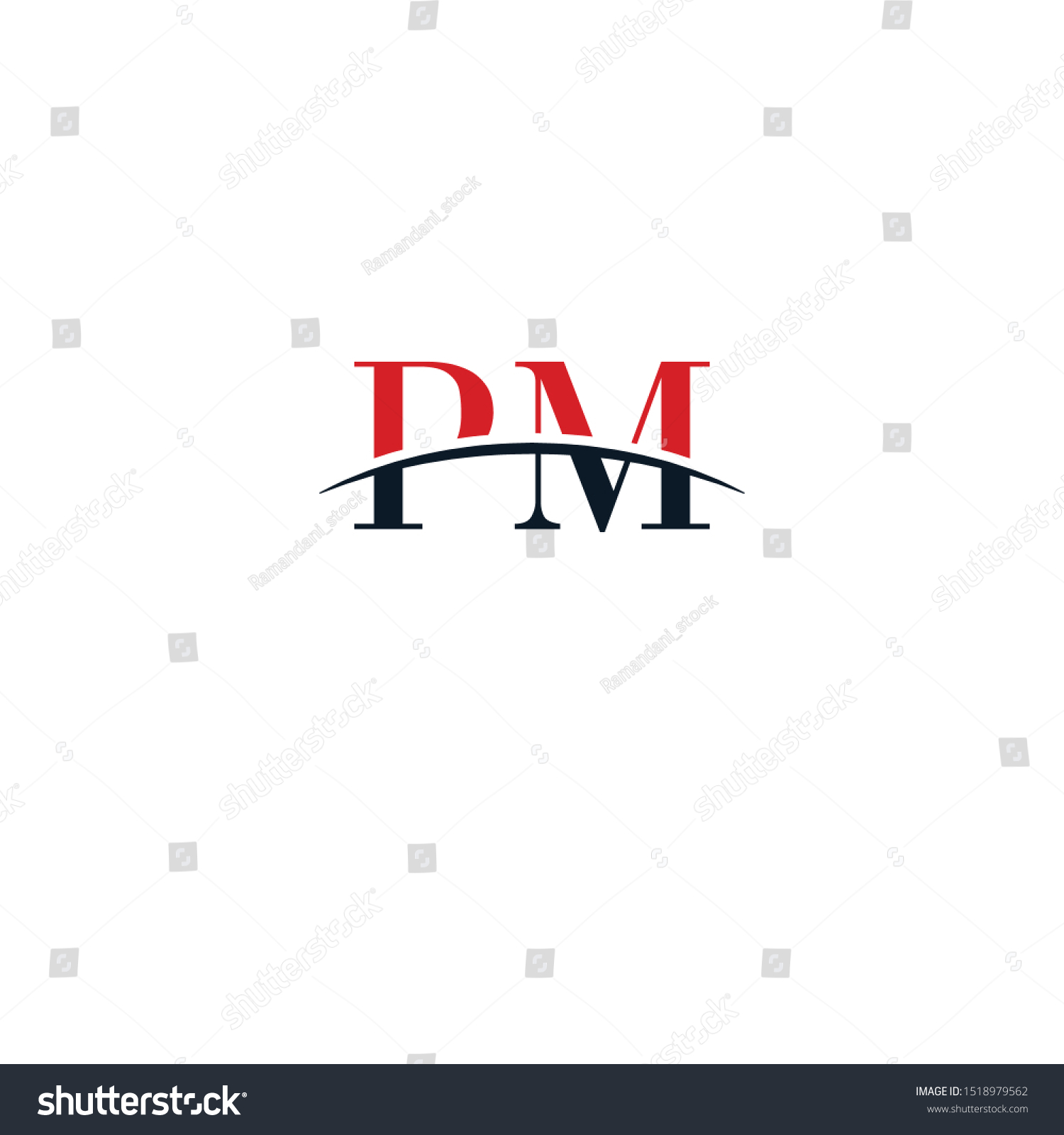 Initial Letter Pm Overlapping Movement Swoosh Royalty Free Stock