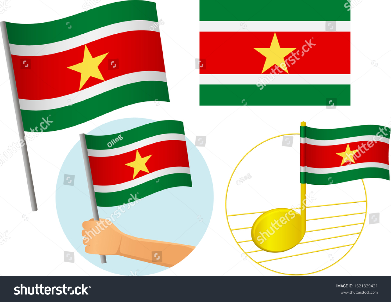 Suriname Flag Icon Set National Flag Of Royalty Free Stock Vector