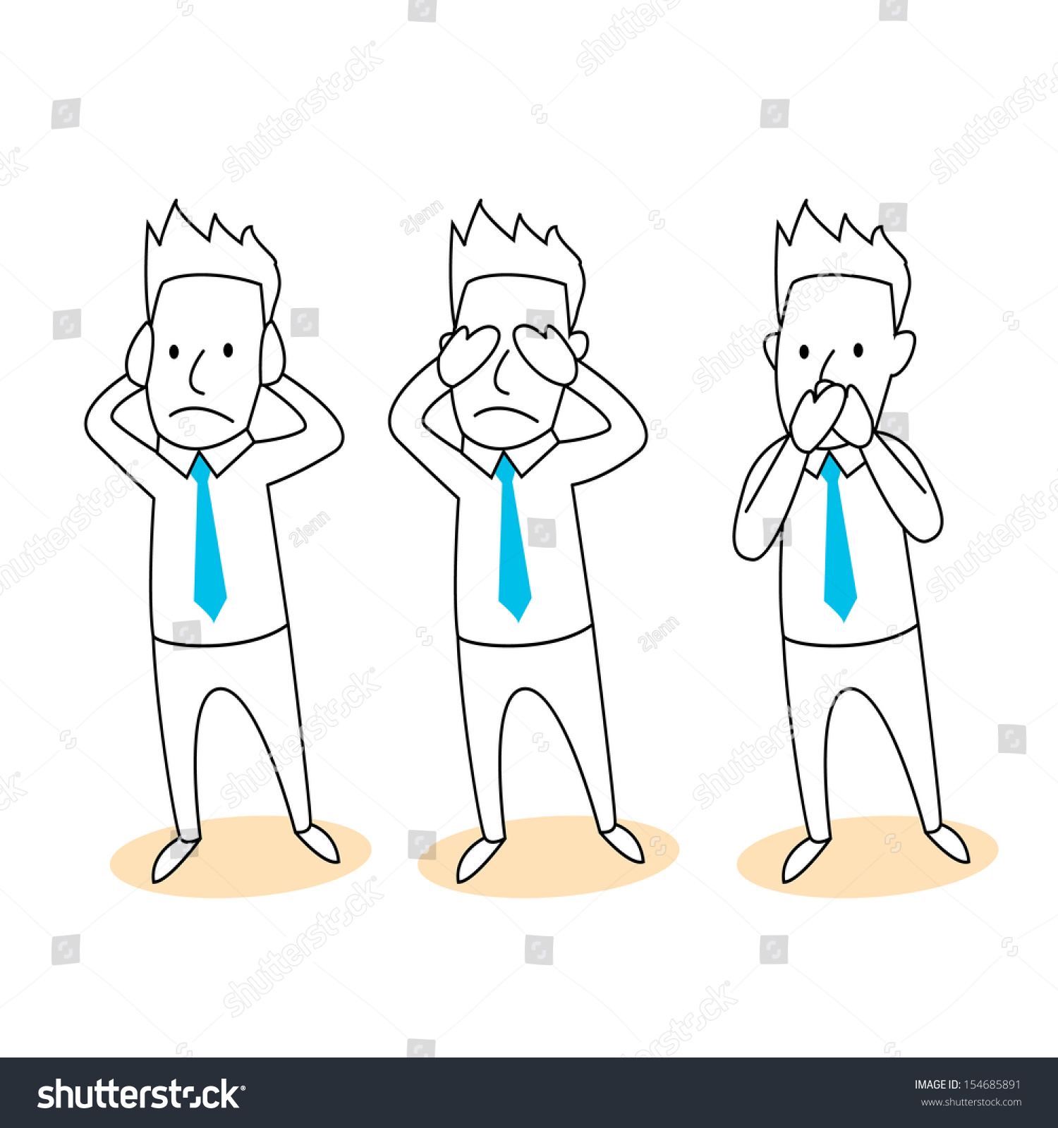 Hear See Speak No Evil Cartoon Royalty Free Stock Vector