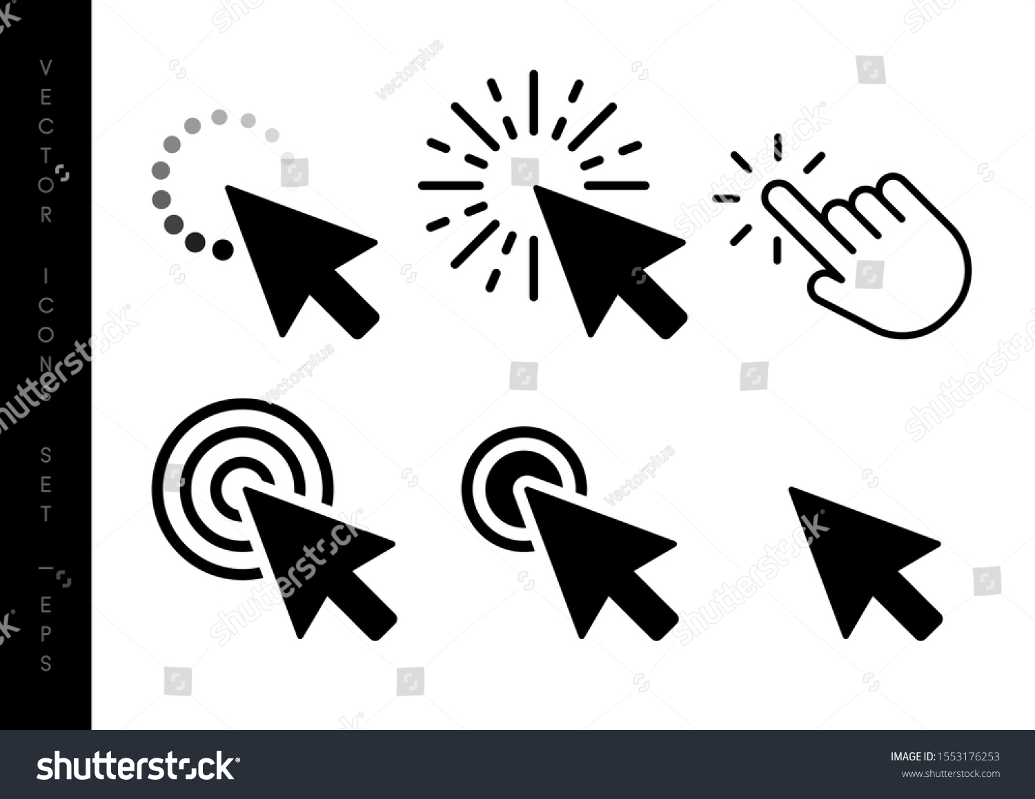 Computer Mouse Click Cursor Black Arrow Icons Royalty Free Stock