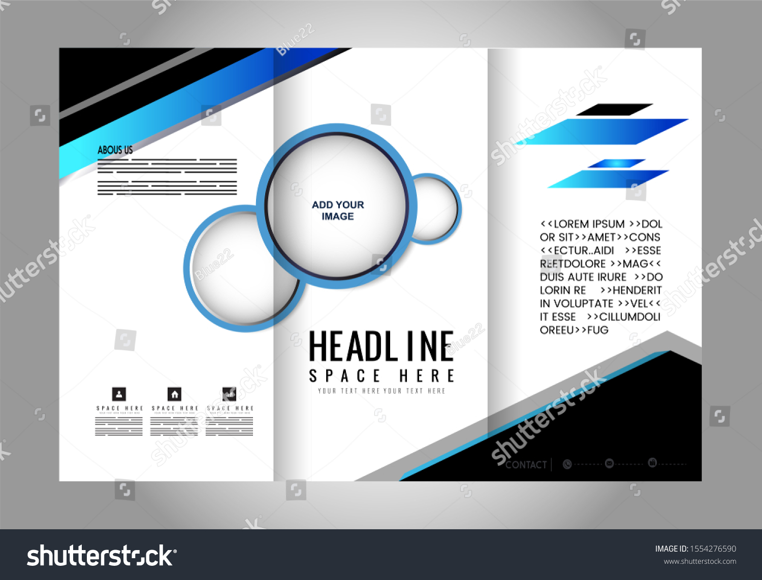 Three Fold Business Brochure Template Corporate Royalty Free Stock