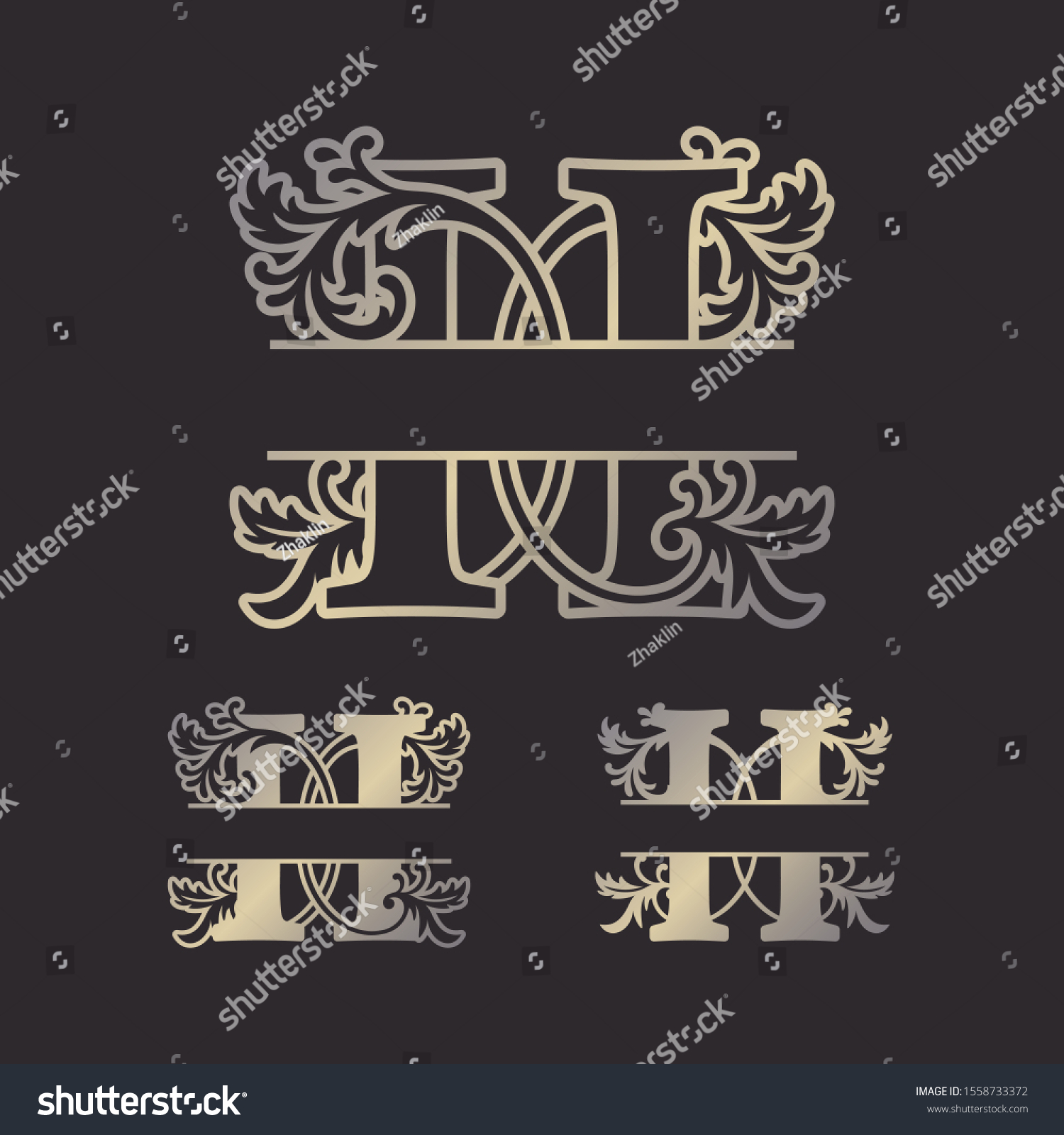 Alphabet Split Monograms Split Letter Monogram Royalty Free Stock