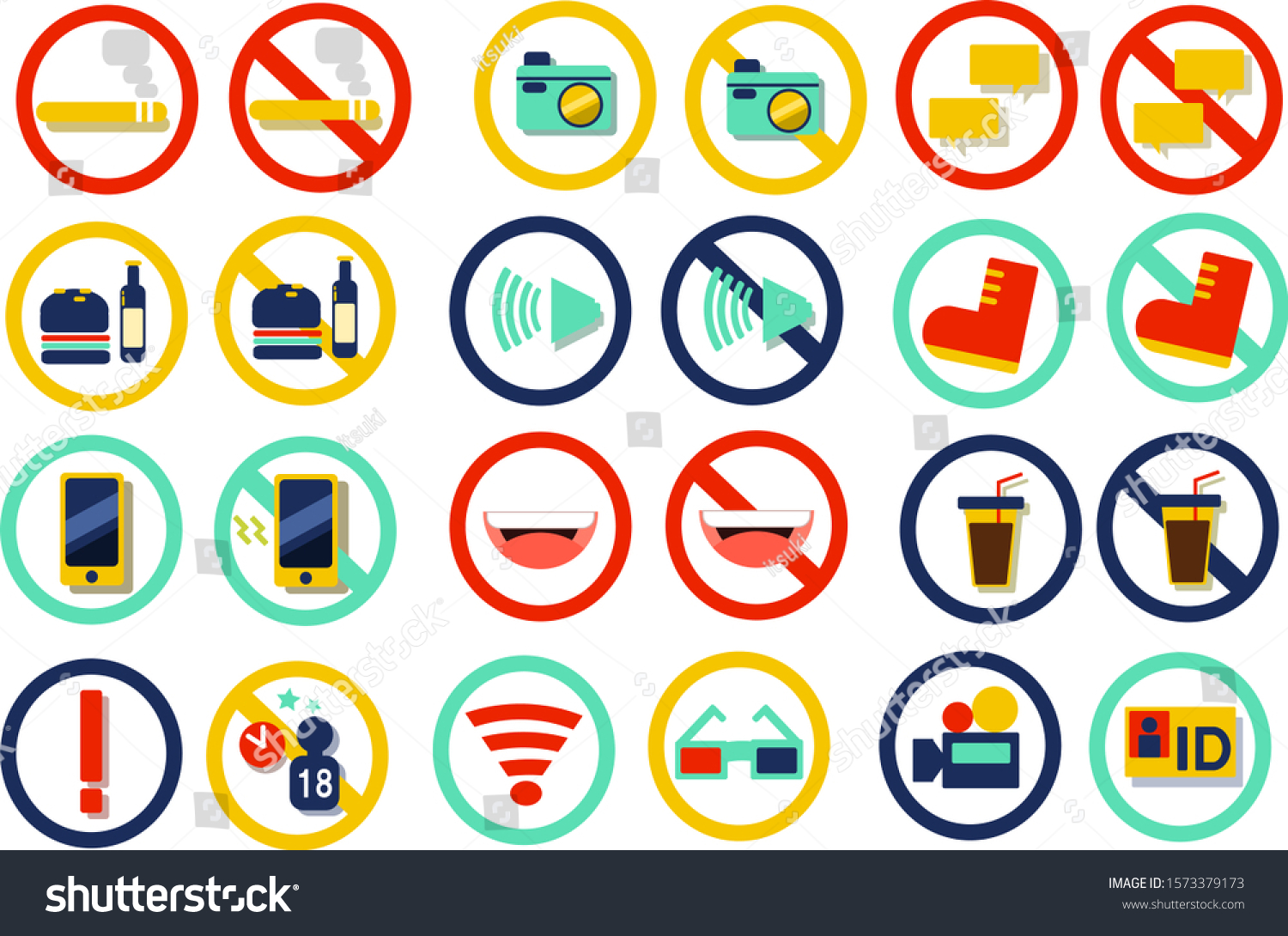 Manners Prohibition Mark Icon Illustration Set Royalty Free Stock