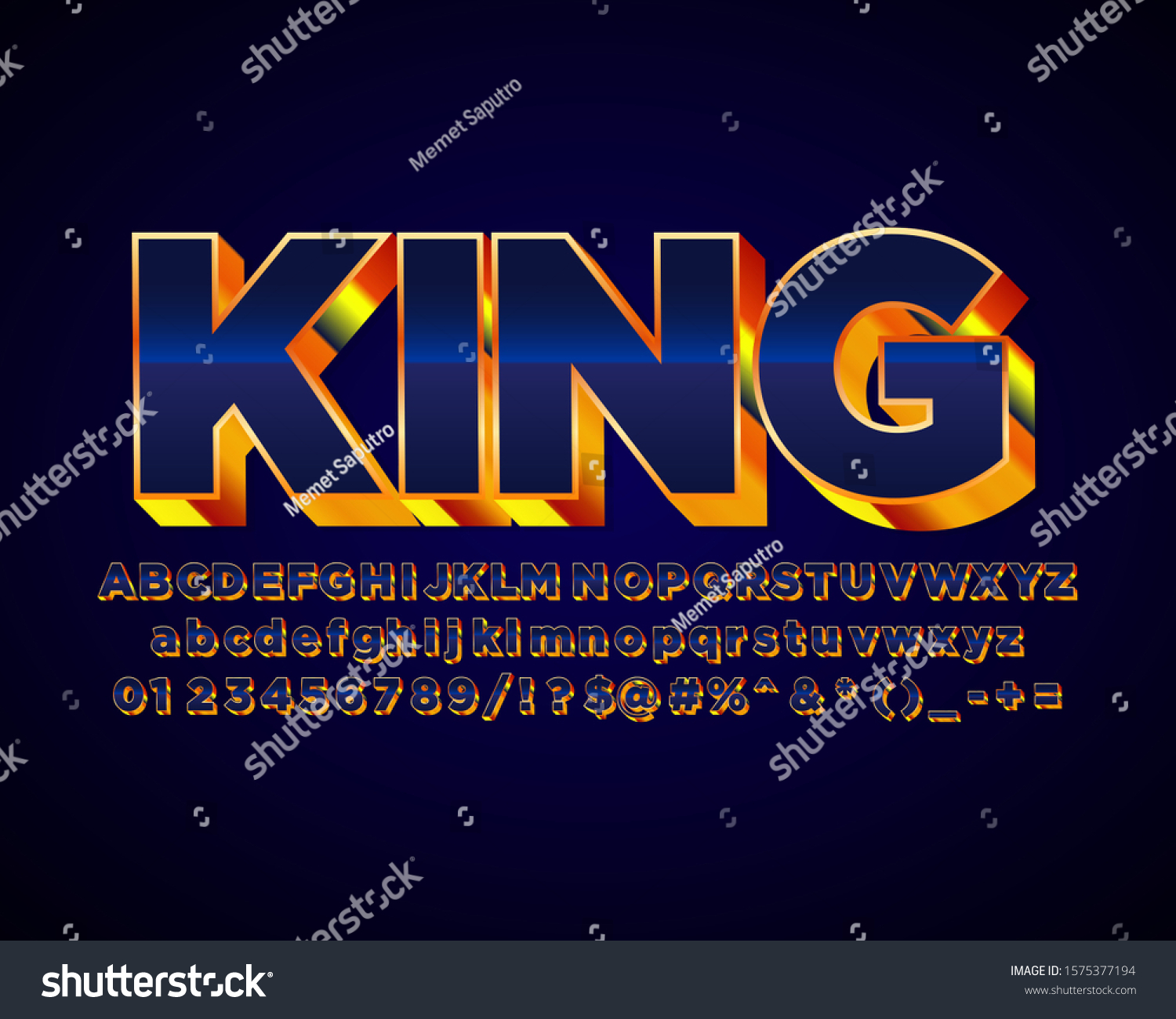 Modern Font Effect With 3D Gold Extrude Royalty Free Stock Vector