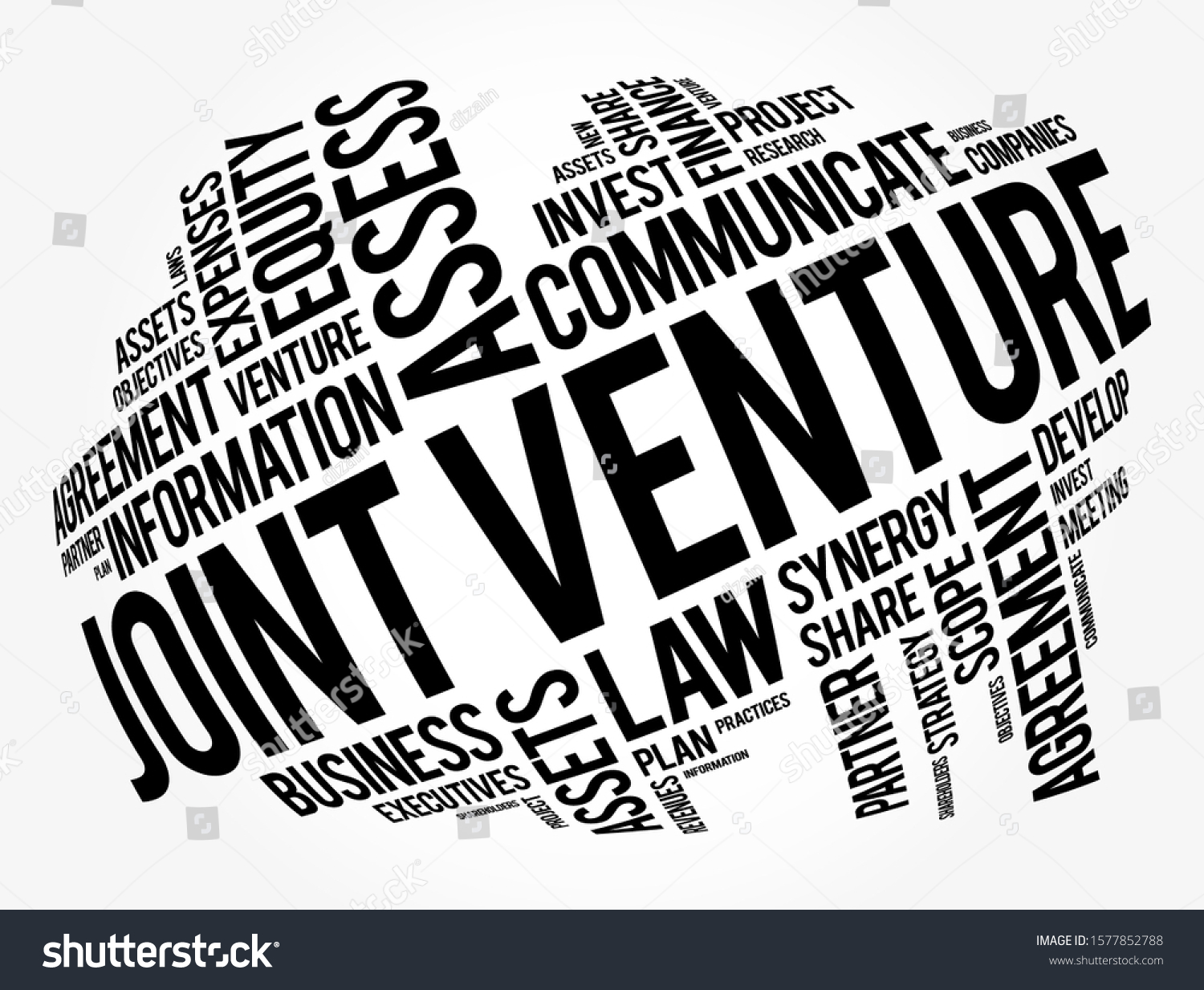 Joint Venture Word Cloud Collage Business Royalty Free Stock Vector