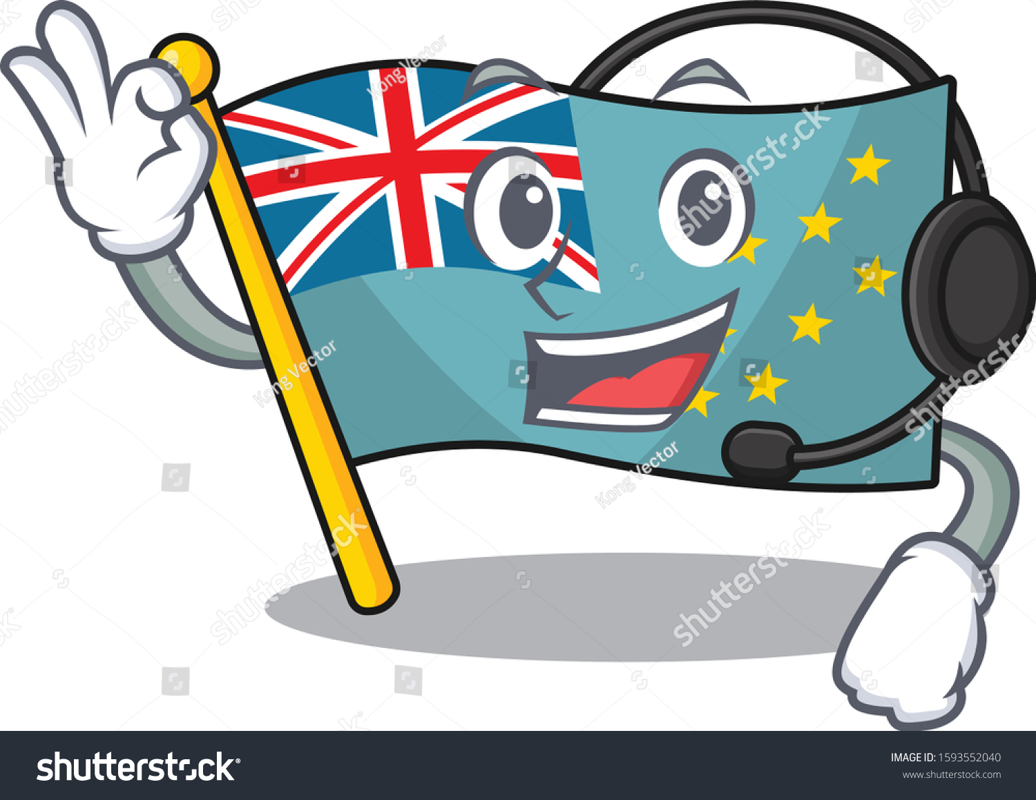 Cute Flag Tuvalu Scroll Cartoon Character Design Royalty Free Stock