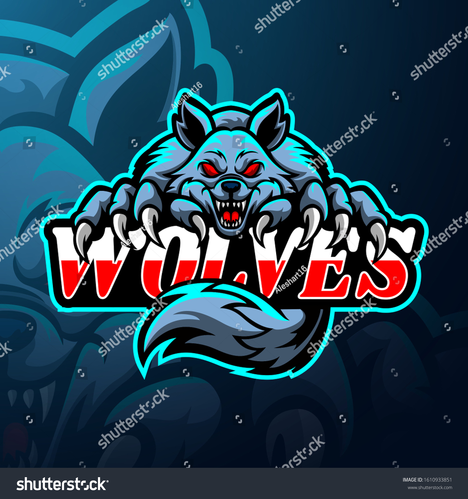 Wolves Esport Logo Mascot Design Royalty Free Stock Vector