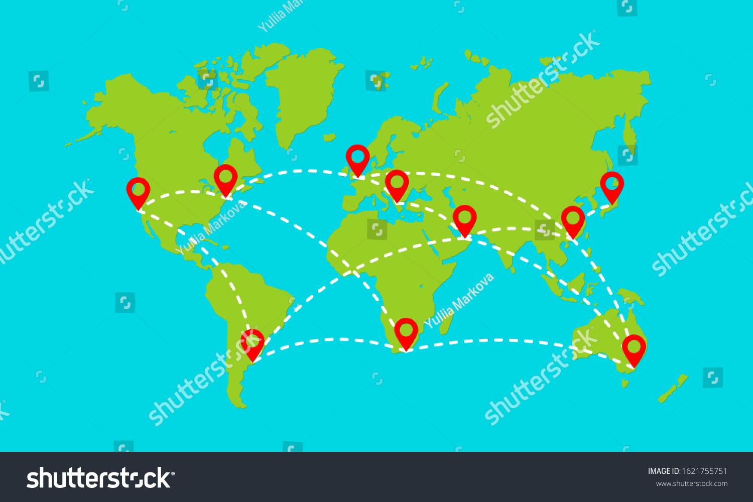 World Map Routes Vector Illustration Royalty Free Stock Vector