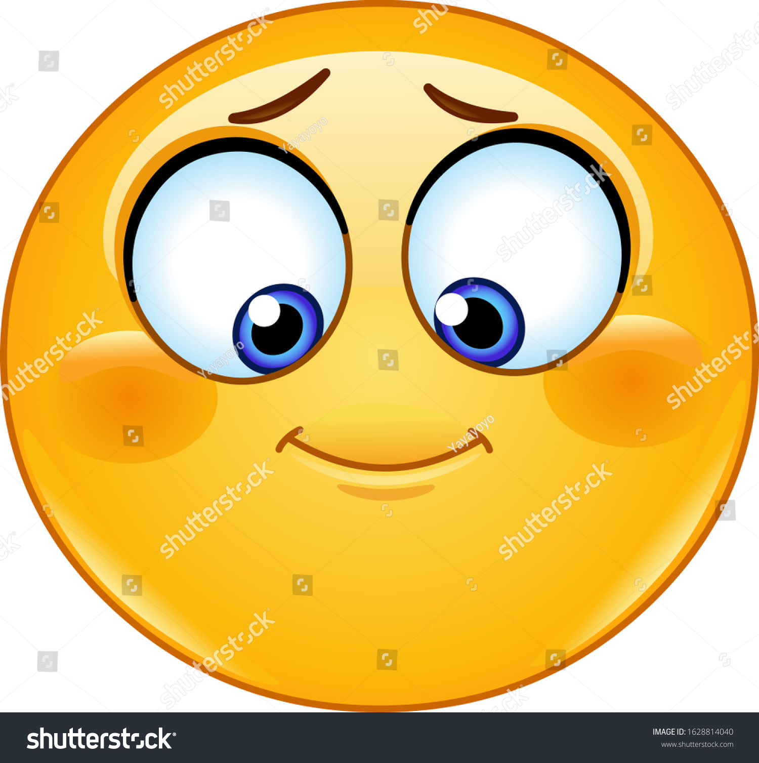 Shy Emoji Emoticon Looking Down Royalty Free Stock Vector 1628814040