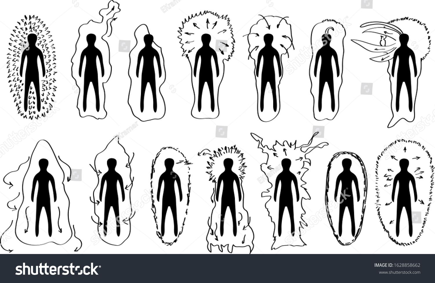 Vector Hand Drawn Black And White Versions Of Royalty Free Stock