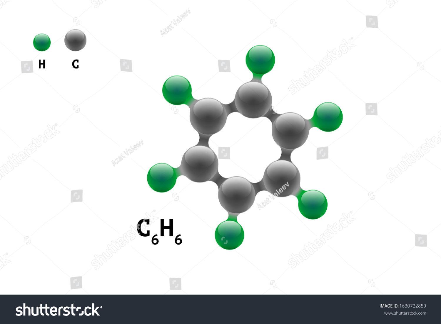 Chemistry Model Molecule Benzene C H Scientific Royalty Free Stock