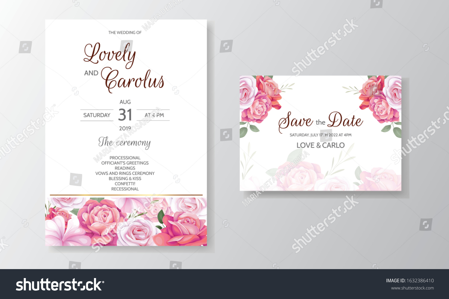 Beautiful Floral Wedding Invitation With Royalty Free Stock Vector