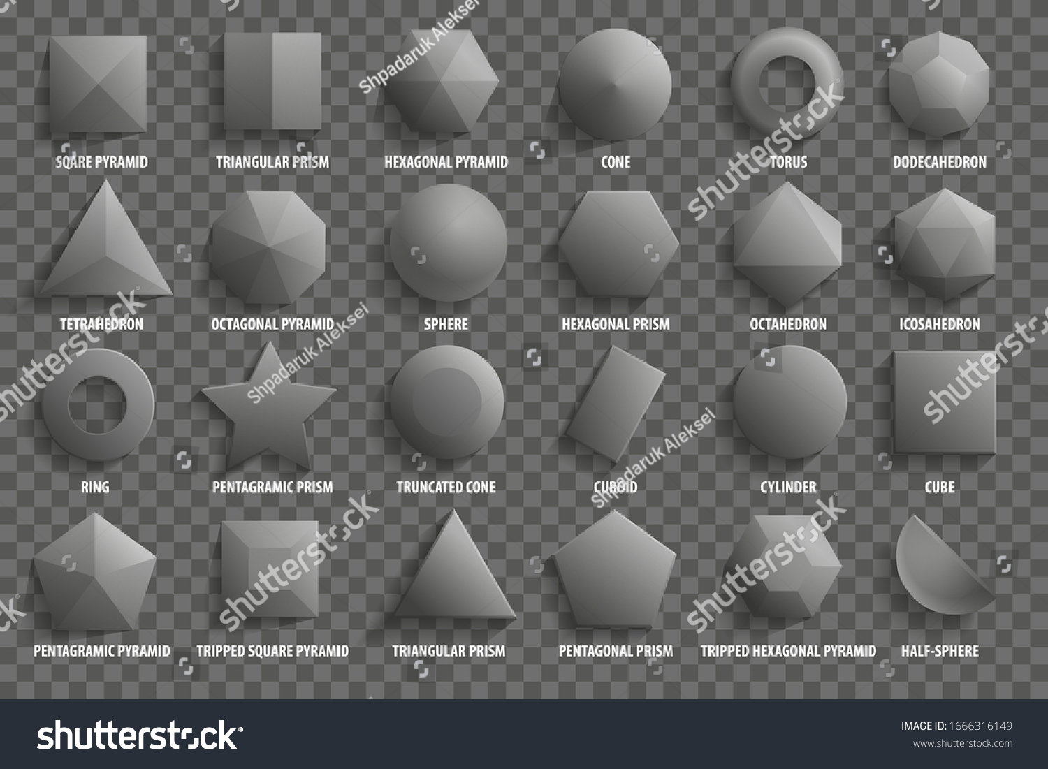 Vector Set Top View Realistic Math Basic 3d Royalty Free Stock