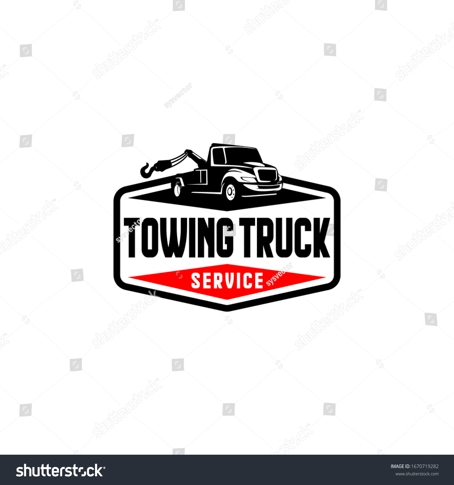 Tow Towing Truck Service Logo Template Vector Royalty Free Stock