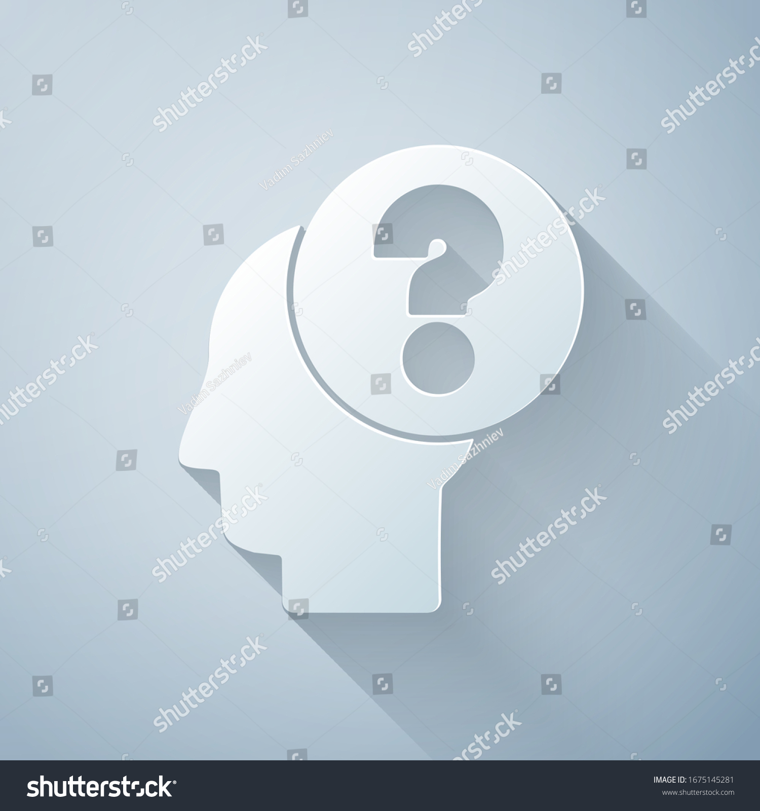 Paper Cut Human Head With Question Mark Icon Royalty Free Stock