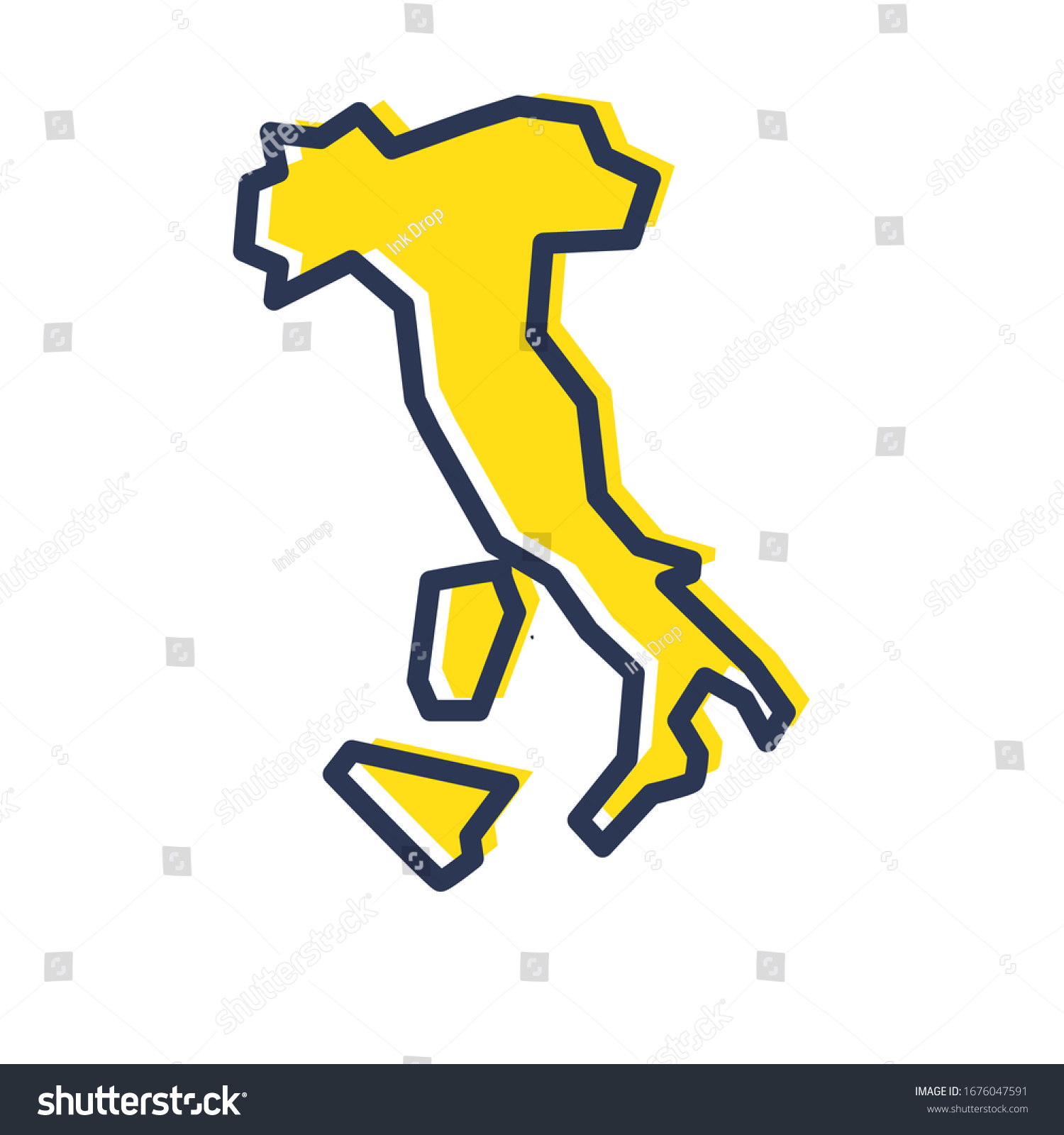 Stylized Simple Yellow Outline Map Of Italy Royalty Free Stock Vector