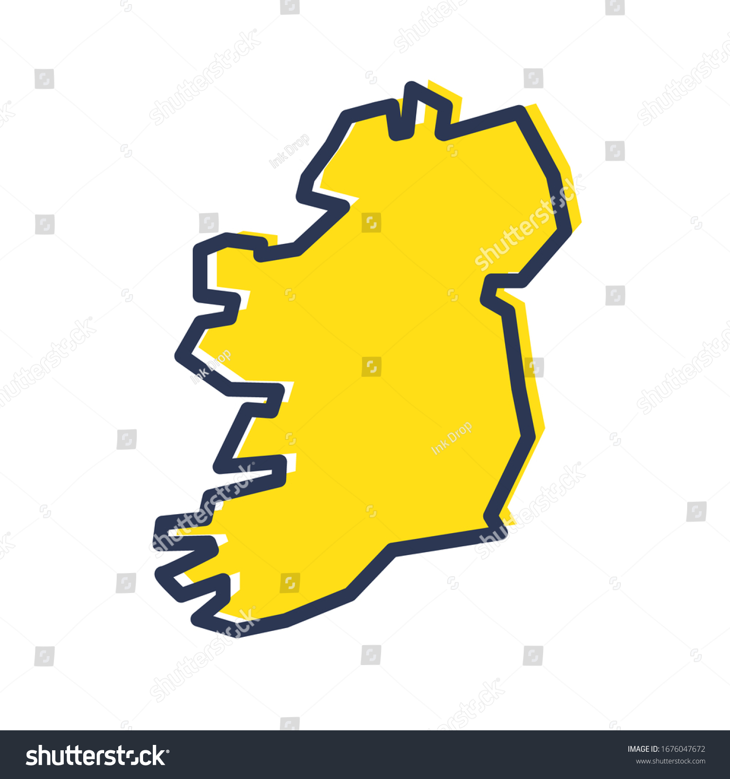 Stylized Simple Yellow Outline Map Of Ireland Royalty Free Stock