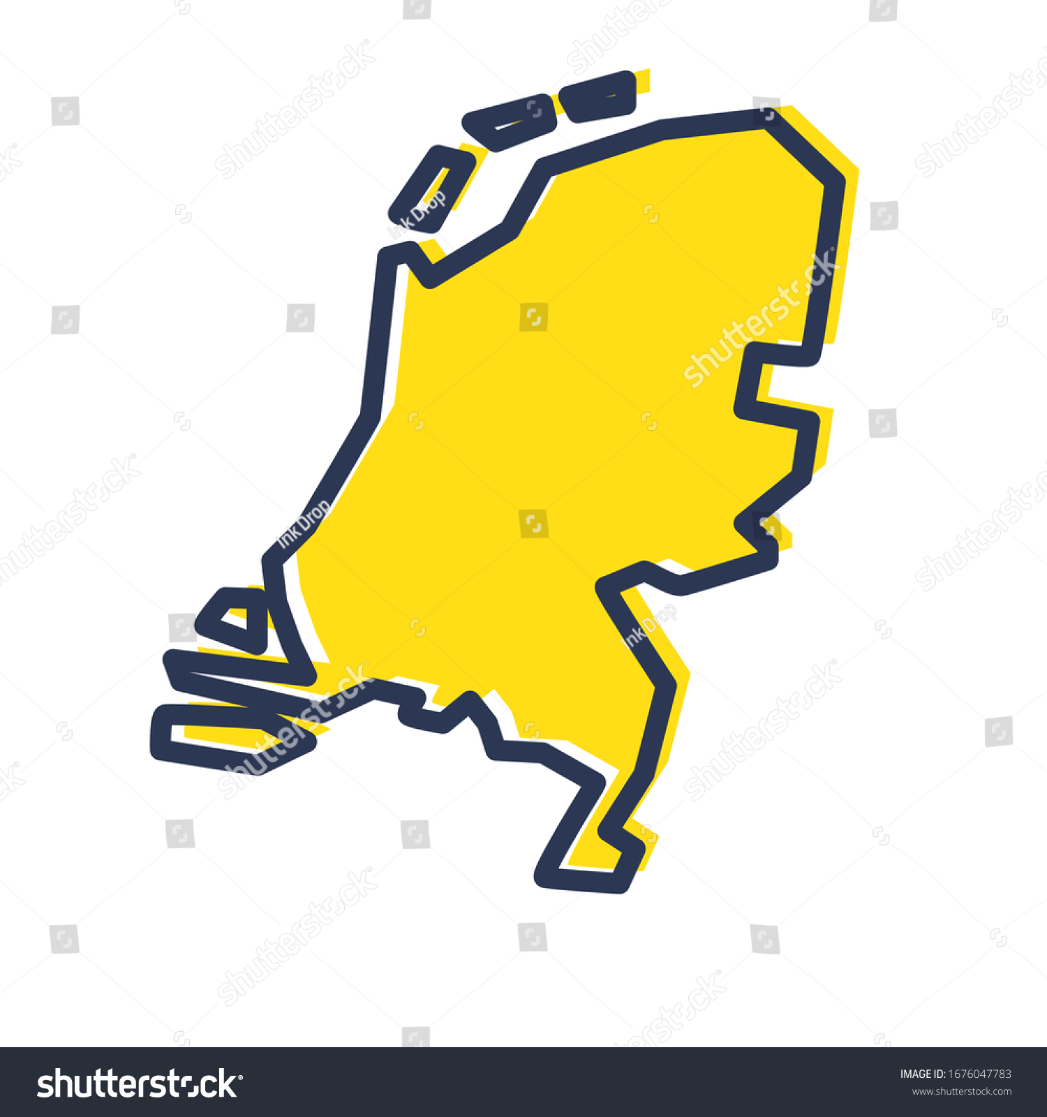 Stylized Simple Yellow Outline Map Of Royalty Free Stock Vector