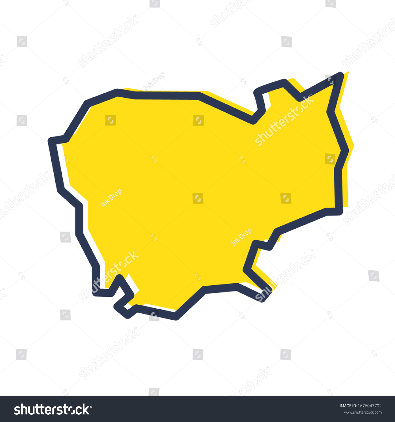 Stylized Simple Yellow Outline Map Of Cambodia Royalty Free Stock