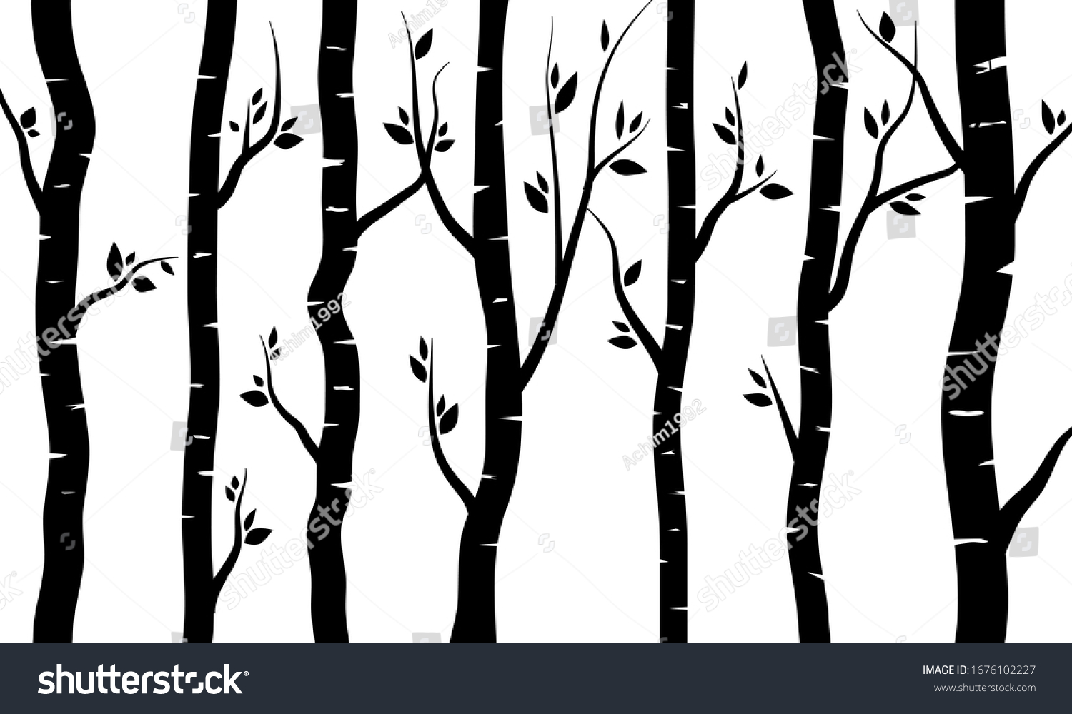 Black Branch Tree Or Naked Trees Silhouettes Set Royalty Free Stock