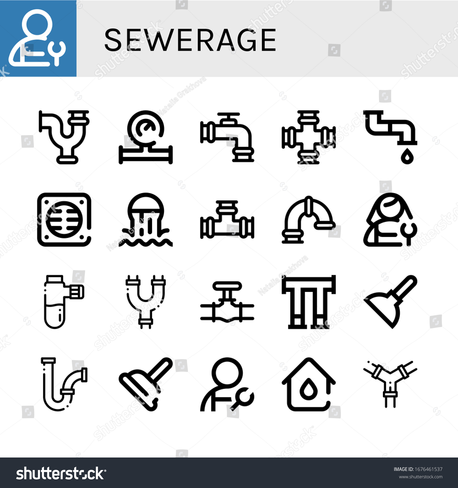 Sewerage Icon Set Collection Of Plumber Pipe Royalty Free Stock