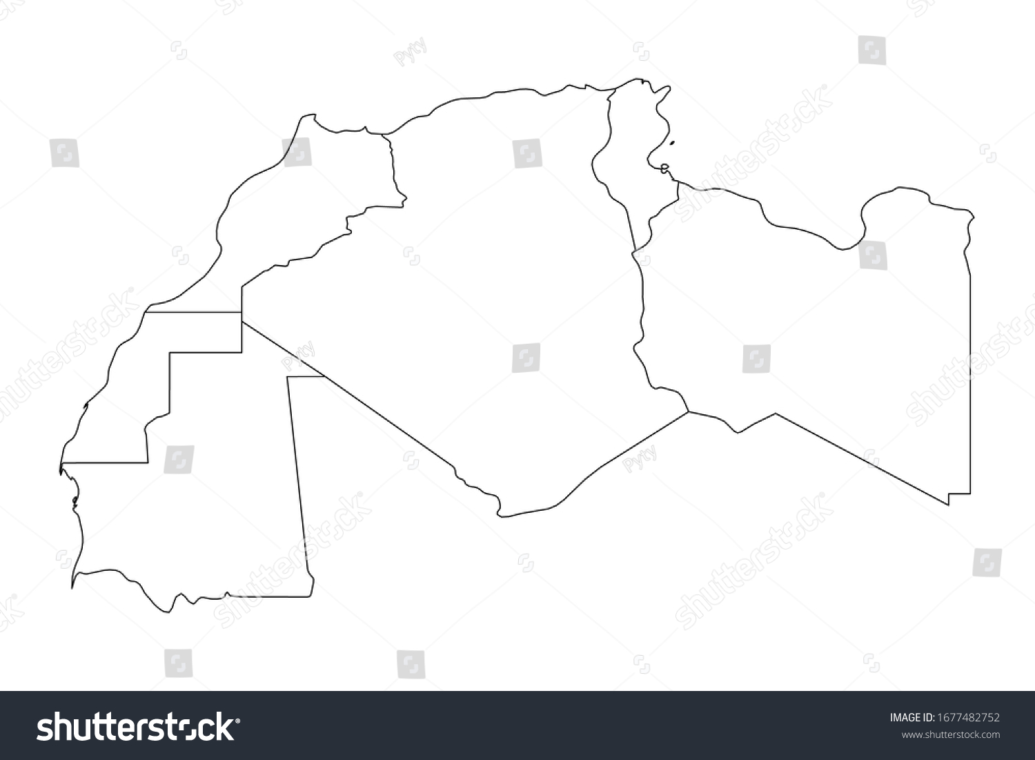 Map Of Maghreb Countries Northwest Africa Royalty Free Stock Vector