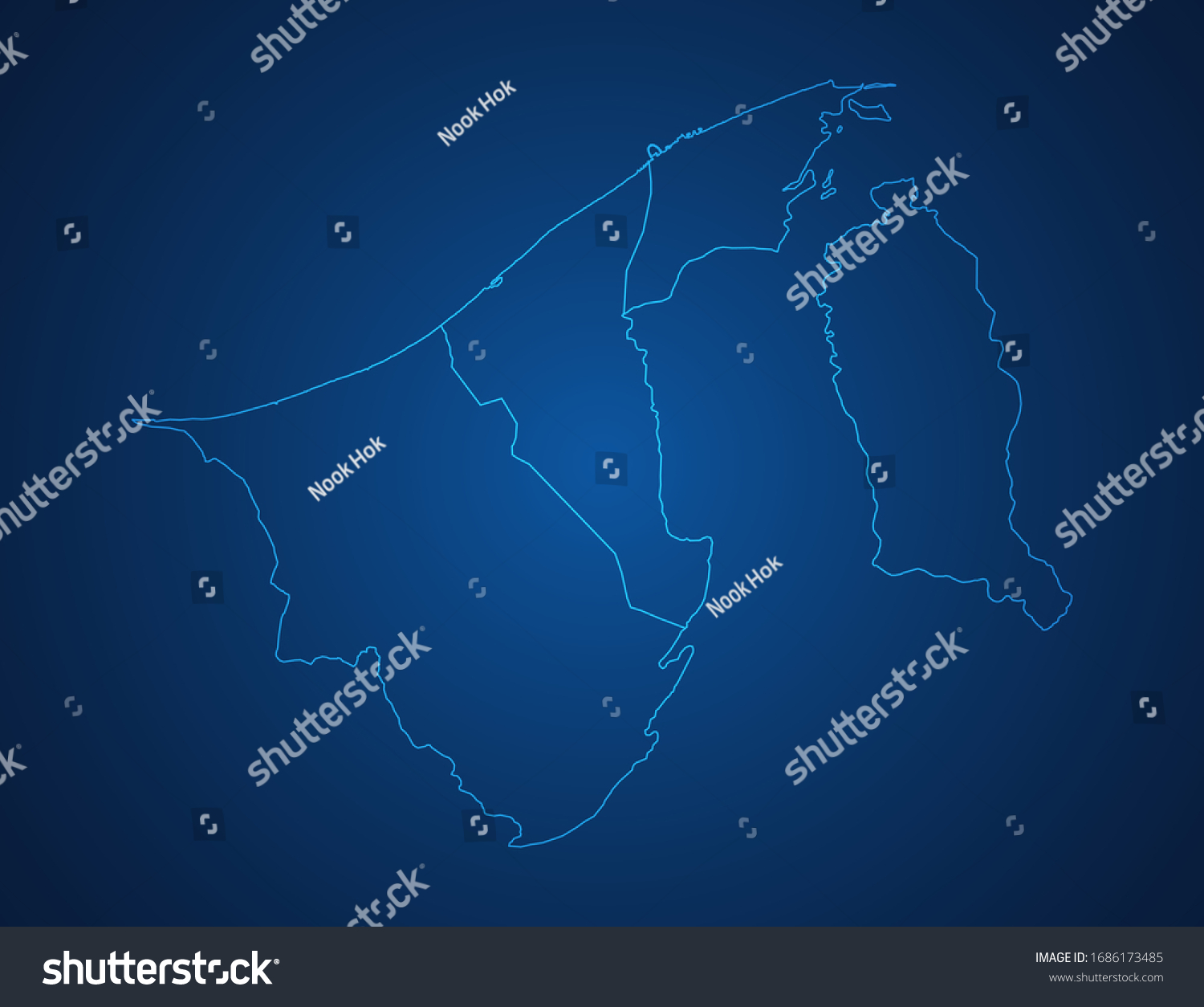 Vector Map Of Brunei Abstract Blue Line Scales Royalty Free Stock