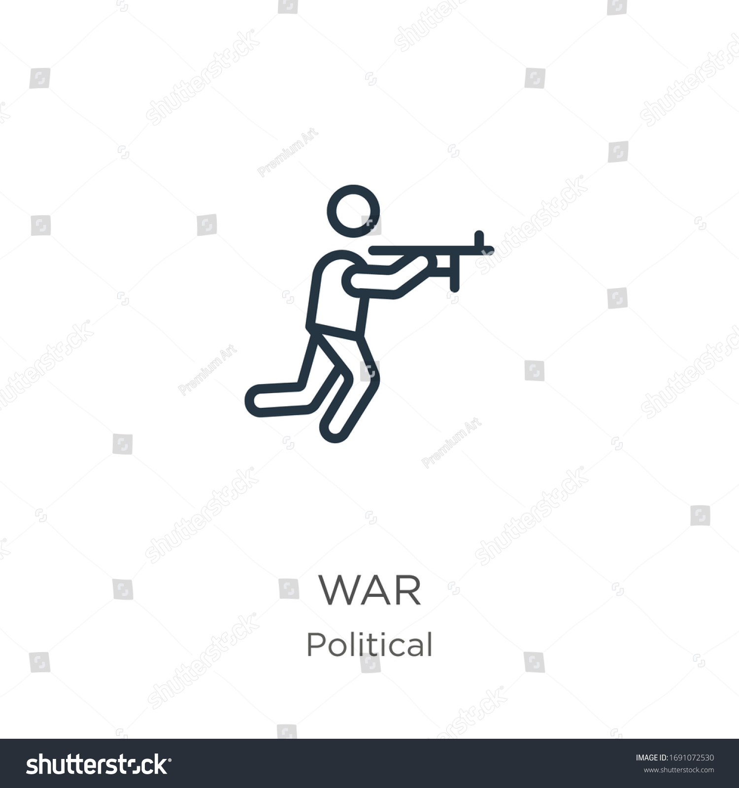 War Icon Thin Linear War Outline Icon Isolated Royalty Free Stock