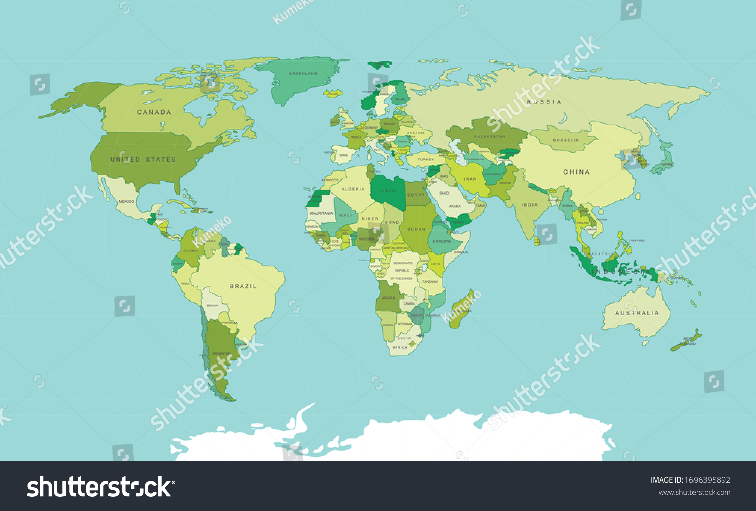 Highly Detailed Political World Map Colorful Royalty Free Stock