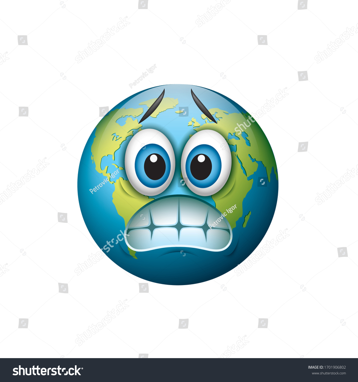 Cute Grinning Earth Emoticon Showing Teeth Royalty Free Stock Vector