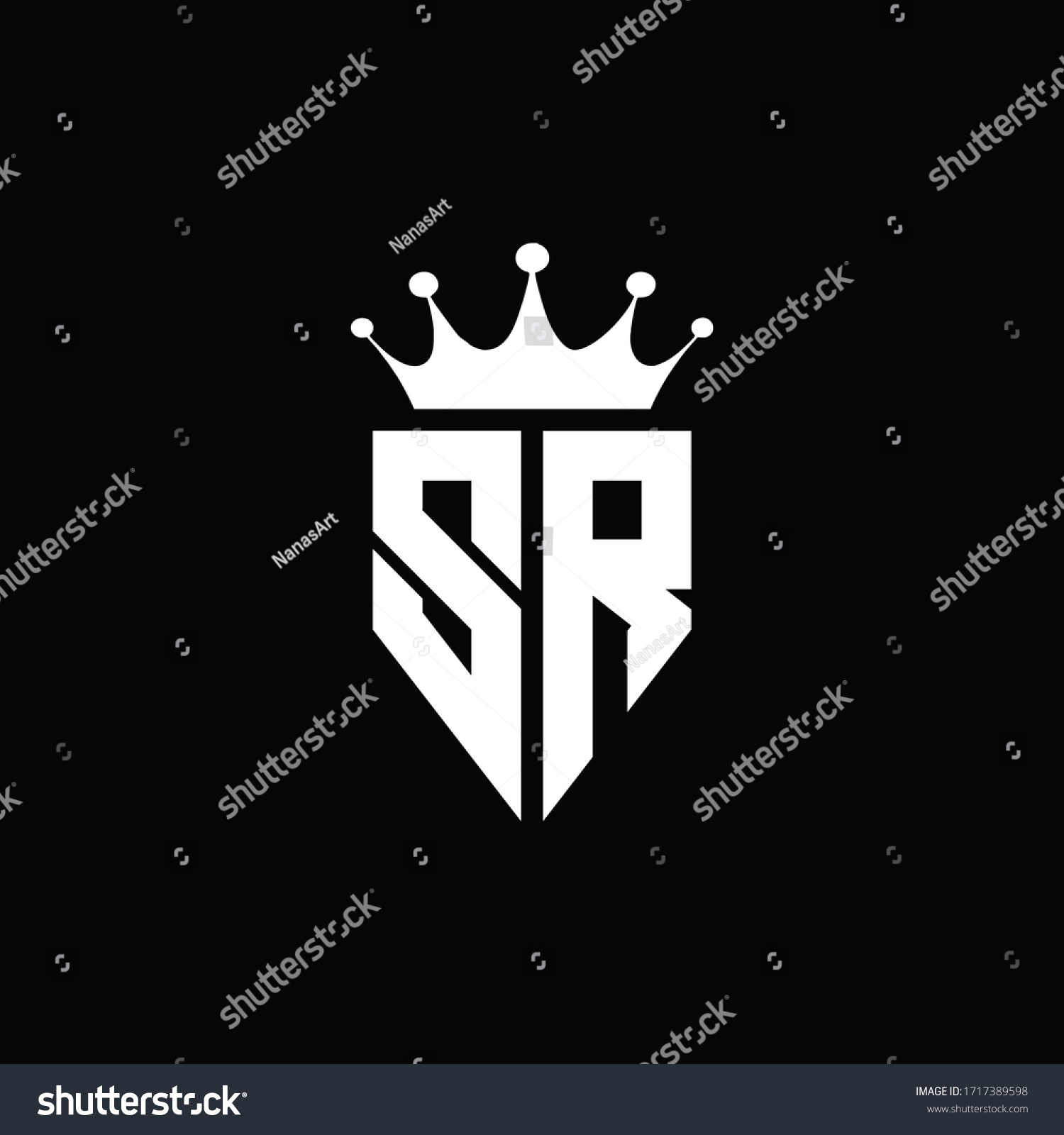 Sr Logo Monogram Emblem Style With Crown Shape Royalty Free Stock